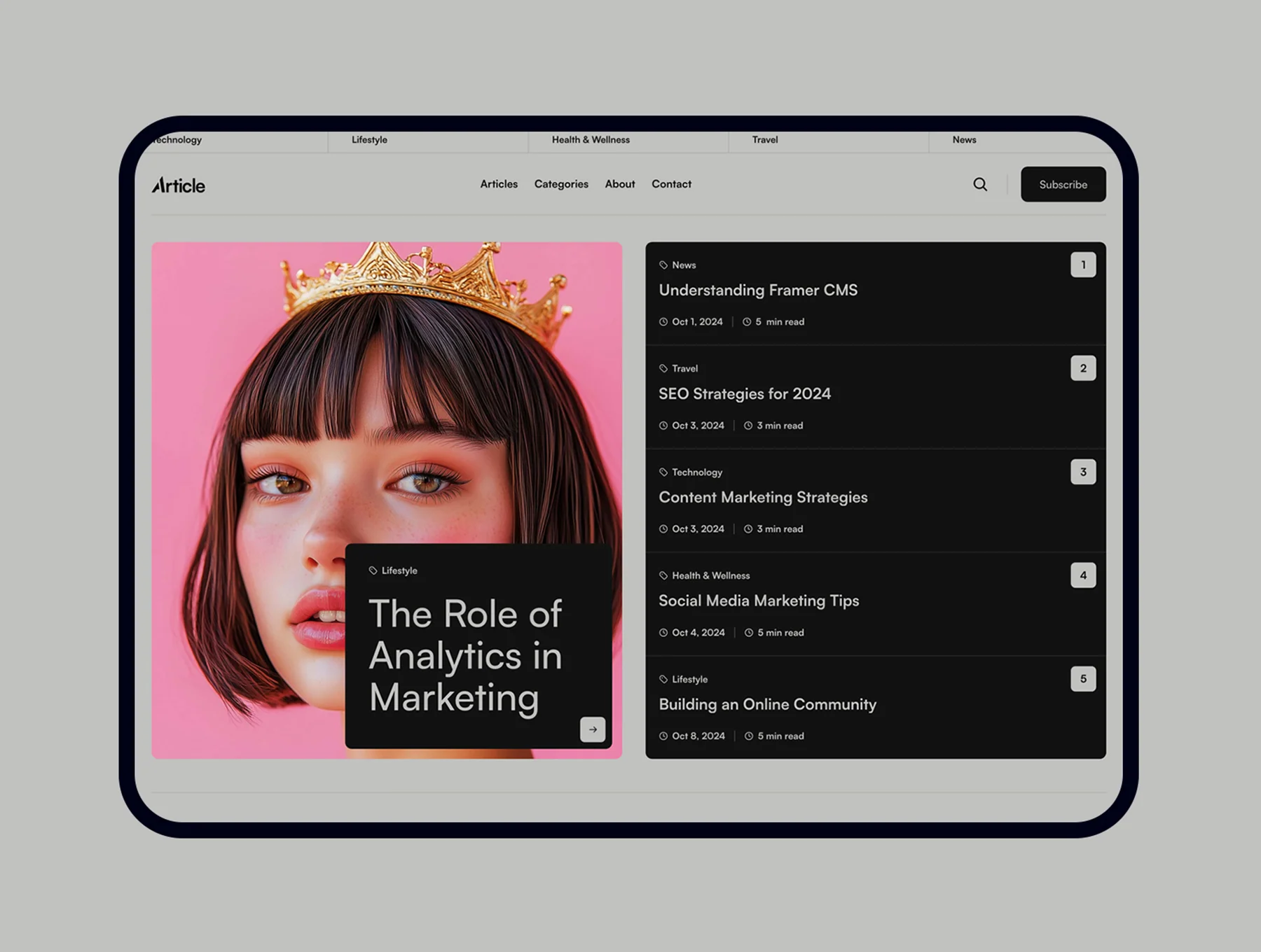Article - Webflow and Framer Template 3