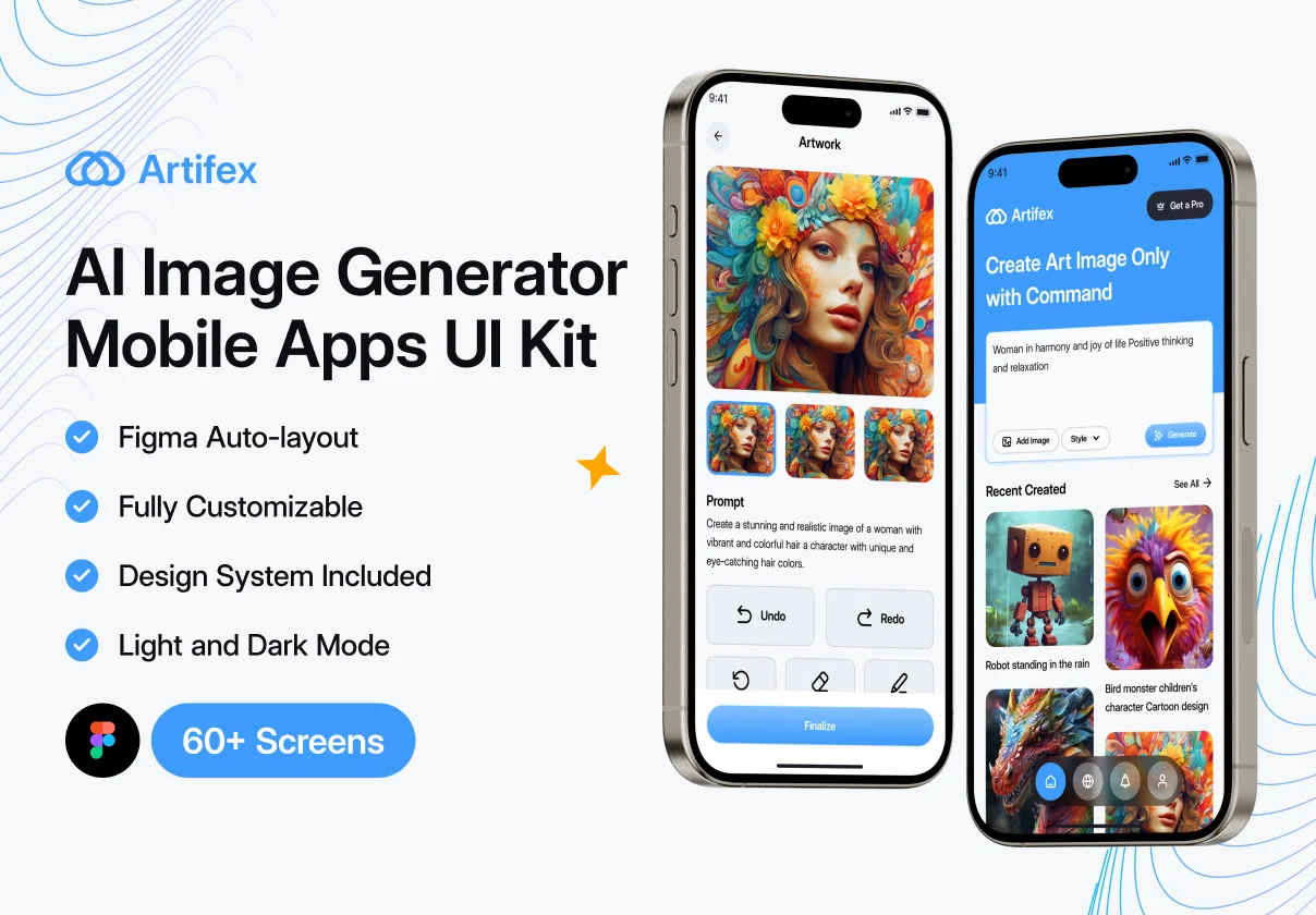 Artifex - AI Image Generator Mobile Apps UI Kit
