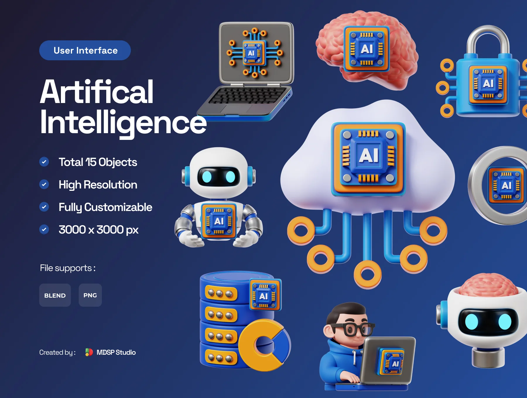 Artifical Intelligence 3D Icon 2