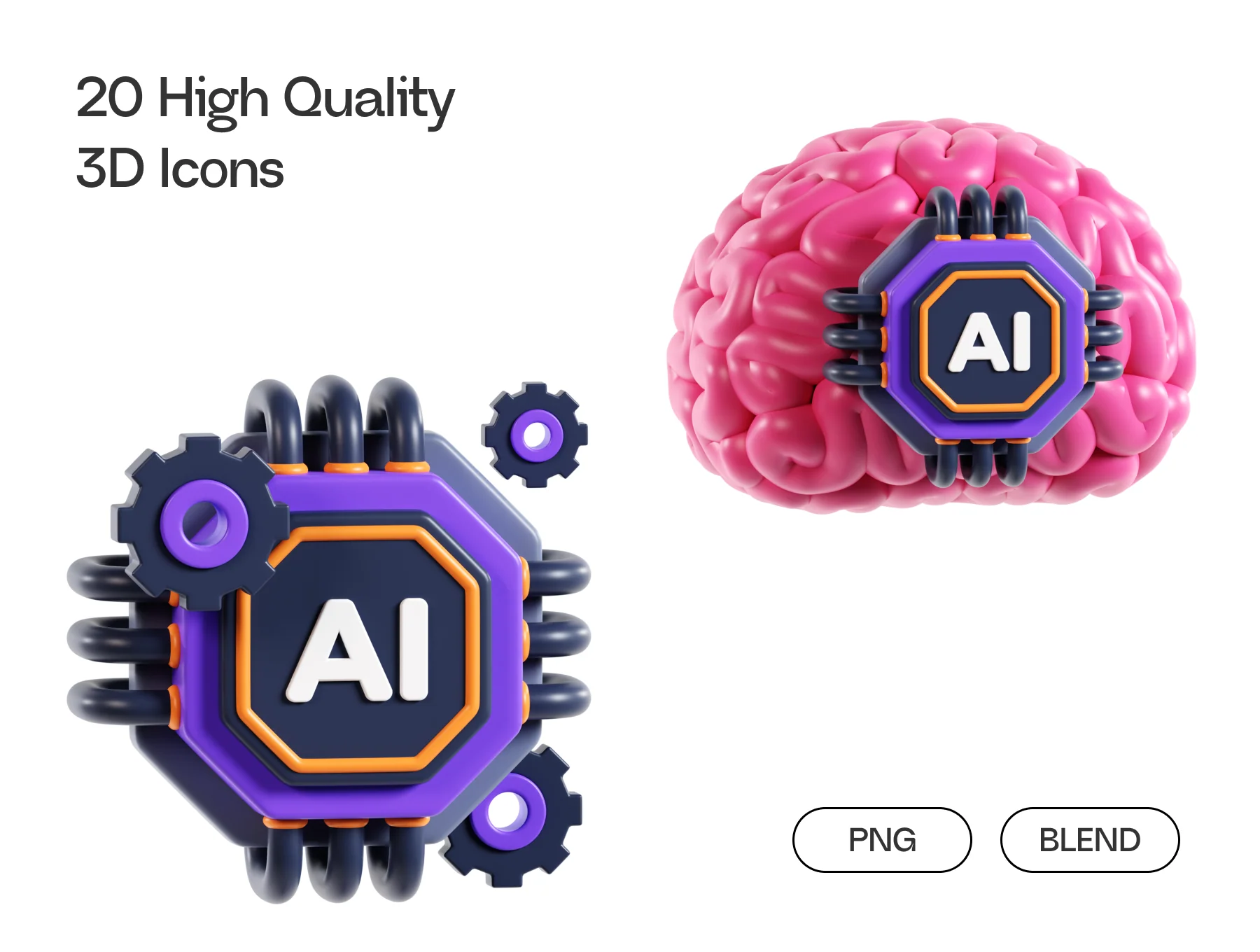 Artificial Inteligence 3D Icons 2