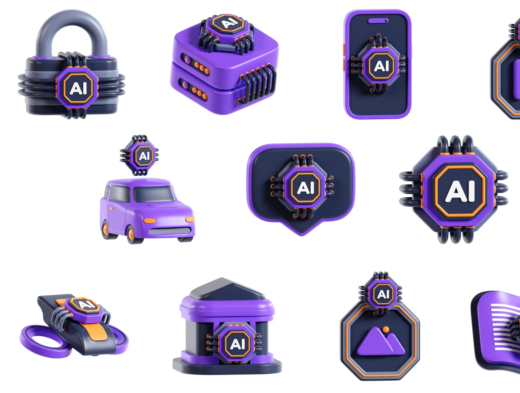 Artificial Inteligence 3D Icons 5