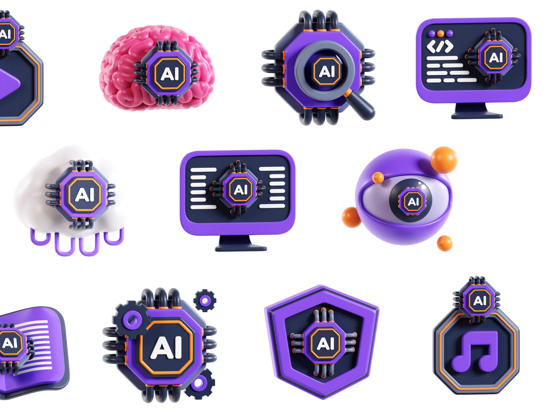 Artificial Inteligence 3D Icons 6