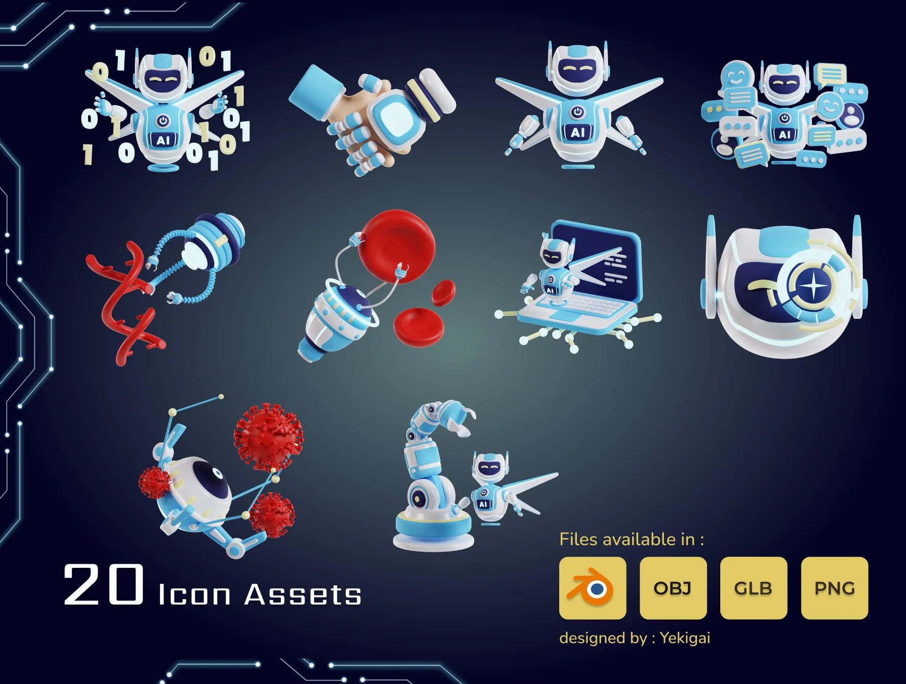 Artificial Intelligence 3D Icon Pack 2