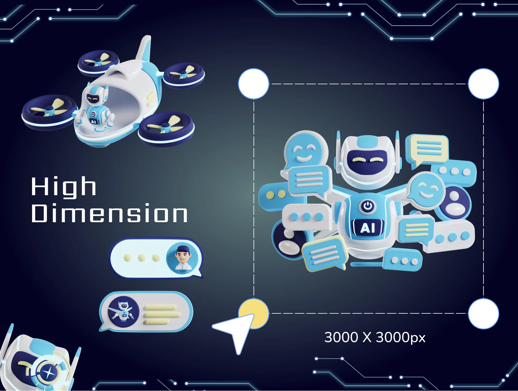 Artificial Intelligence 3D Icon Pack 5