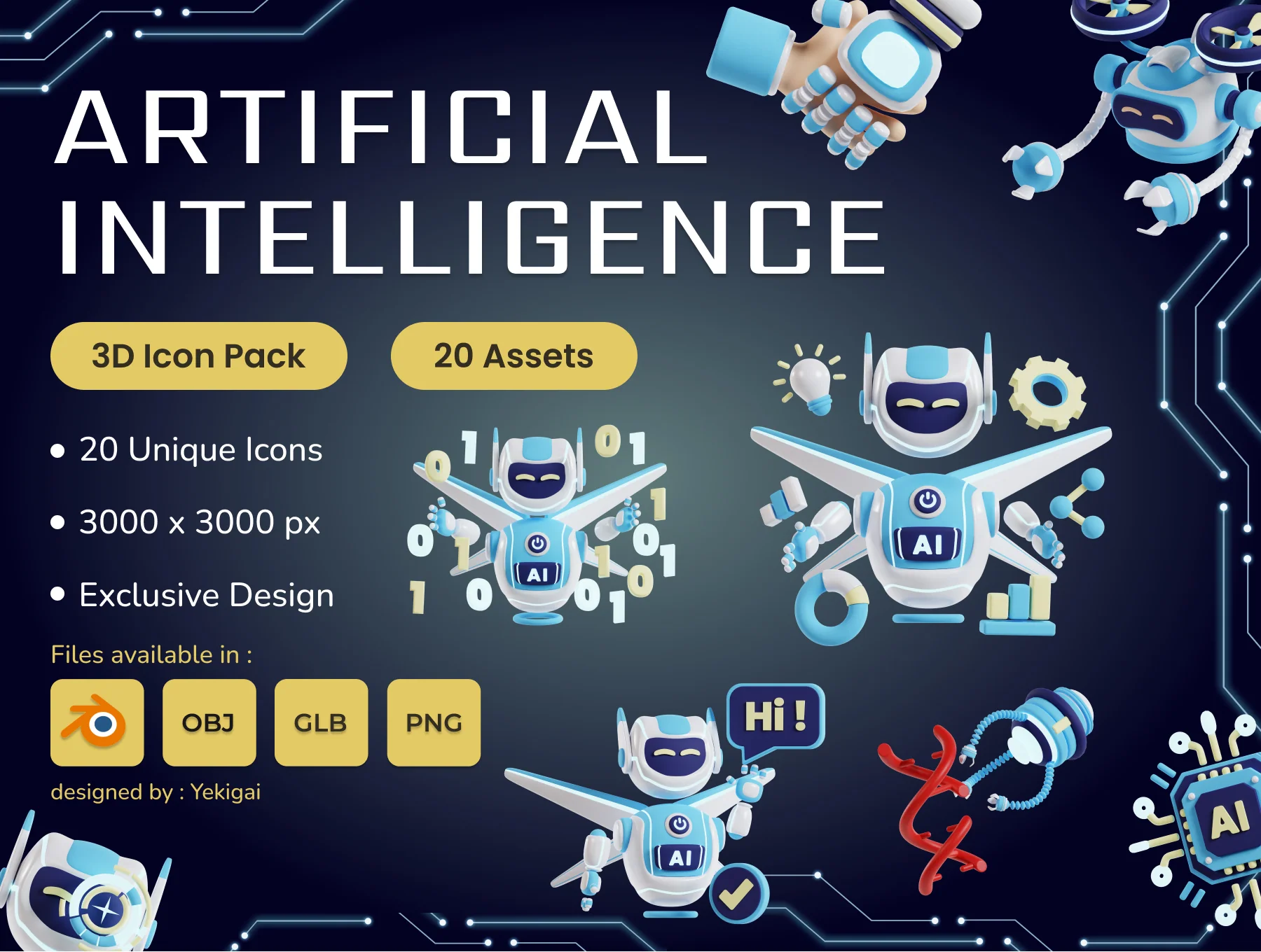 Artificial Intelligence 3D Icon Pack 6