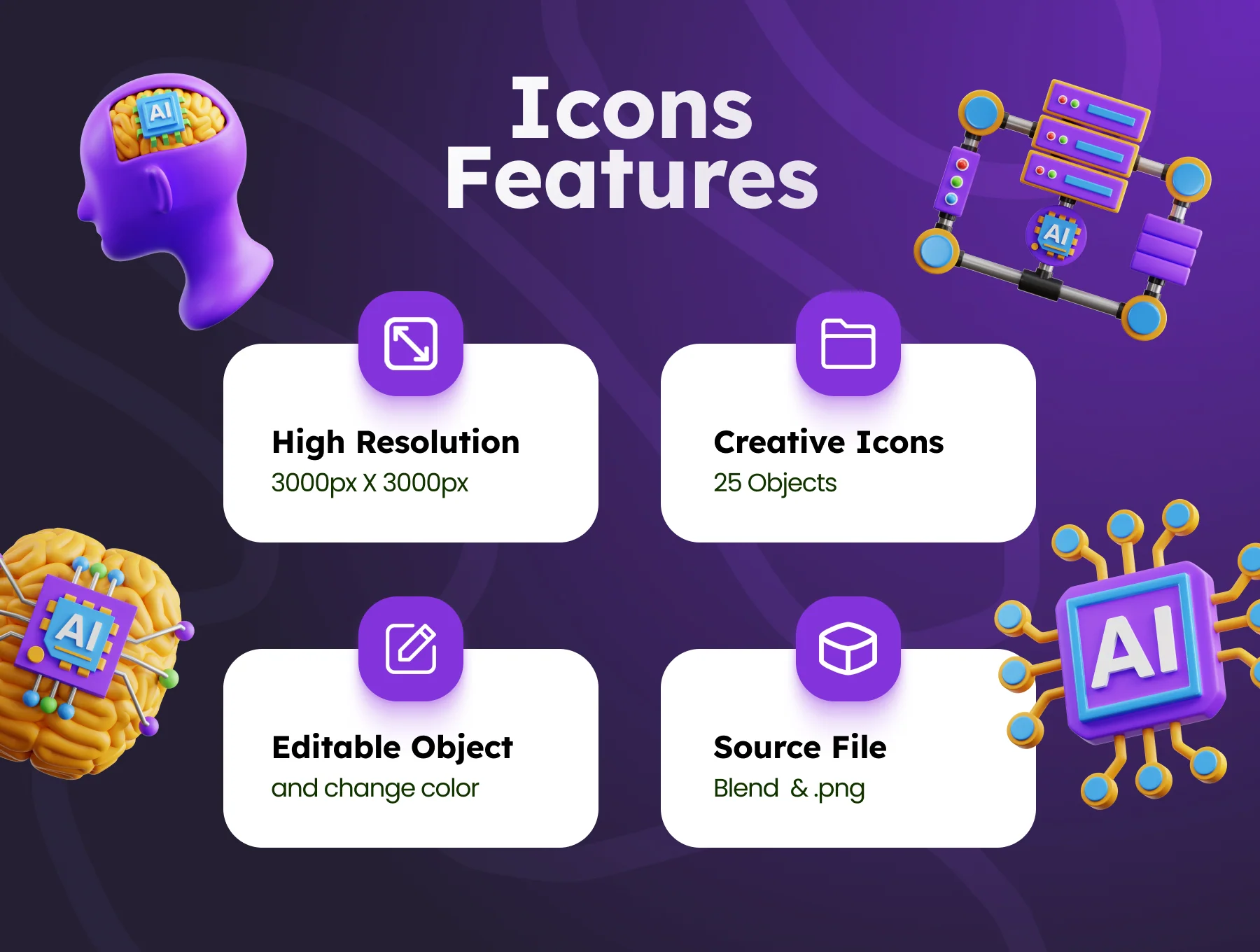 Artificial Intelligence 3D Icons 2