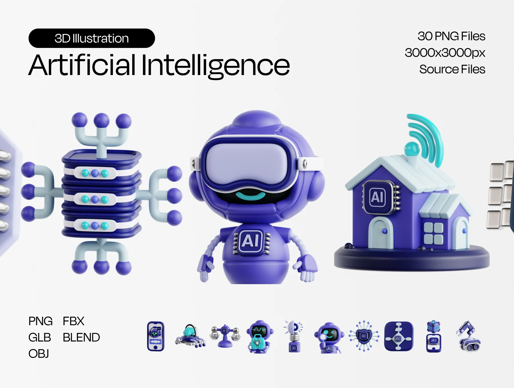 Artificial Intelligence Essential 3D Illustration