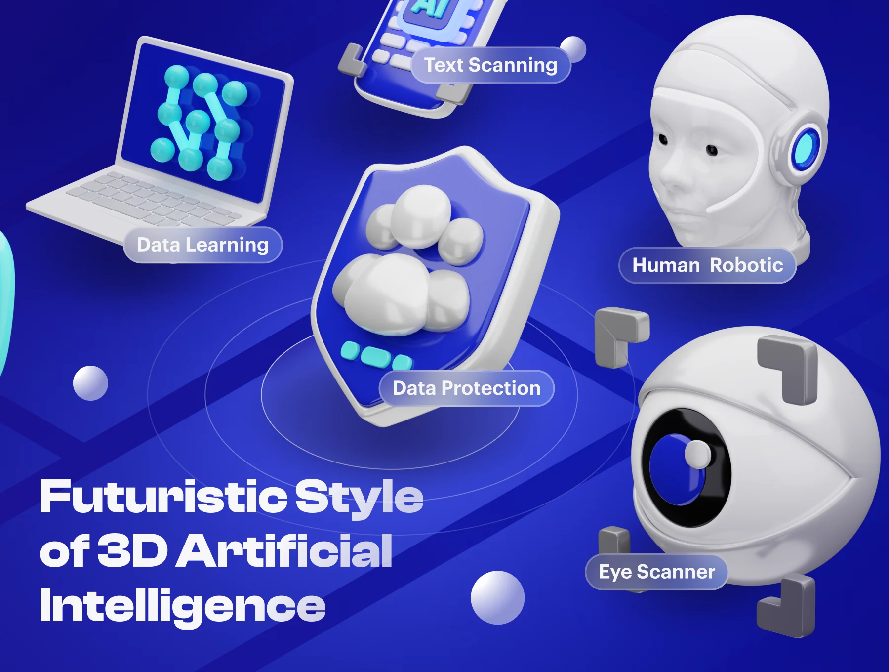 Artificially - Artificial Intelligence 3D Icon Set 2