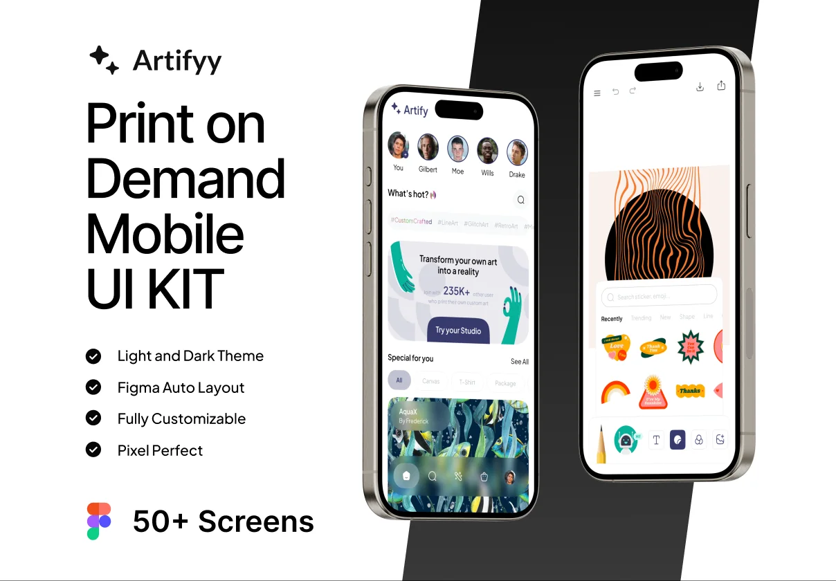 Artifyy - Print on Demand Mobile UI KIT