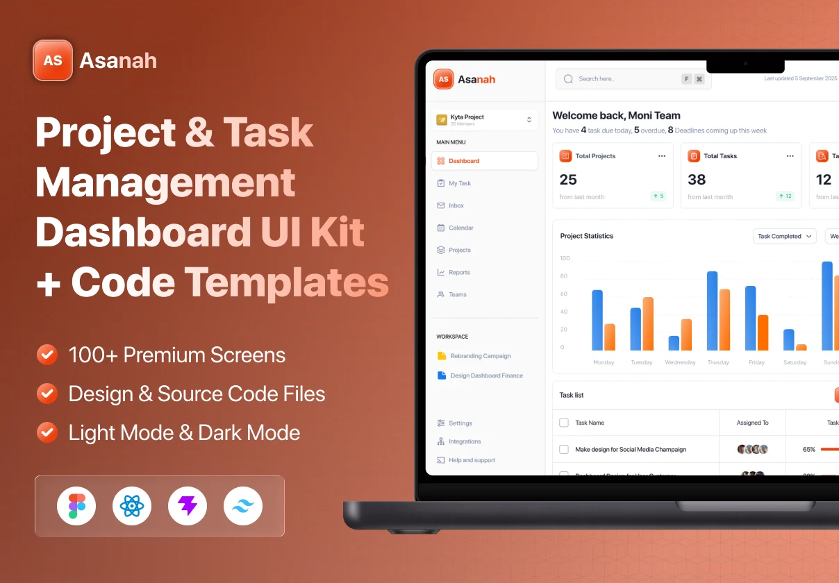 Asanah - Project & Task Management Dashboard Source Code Templates