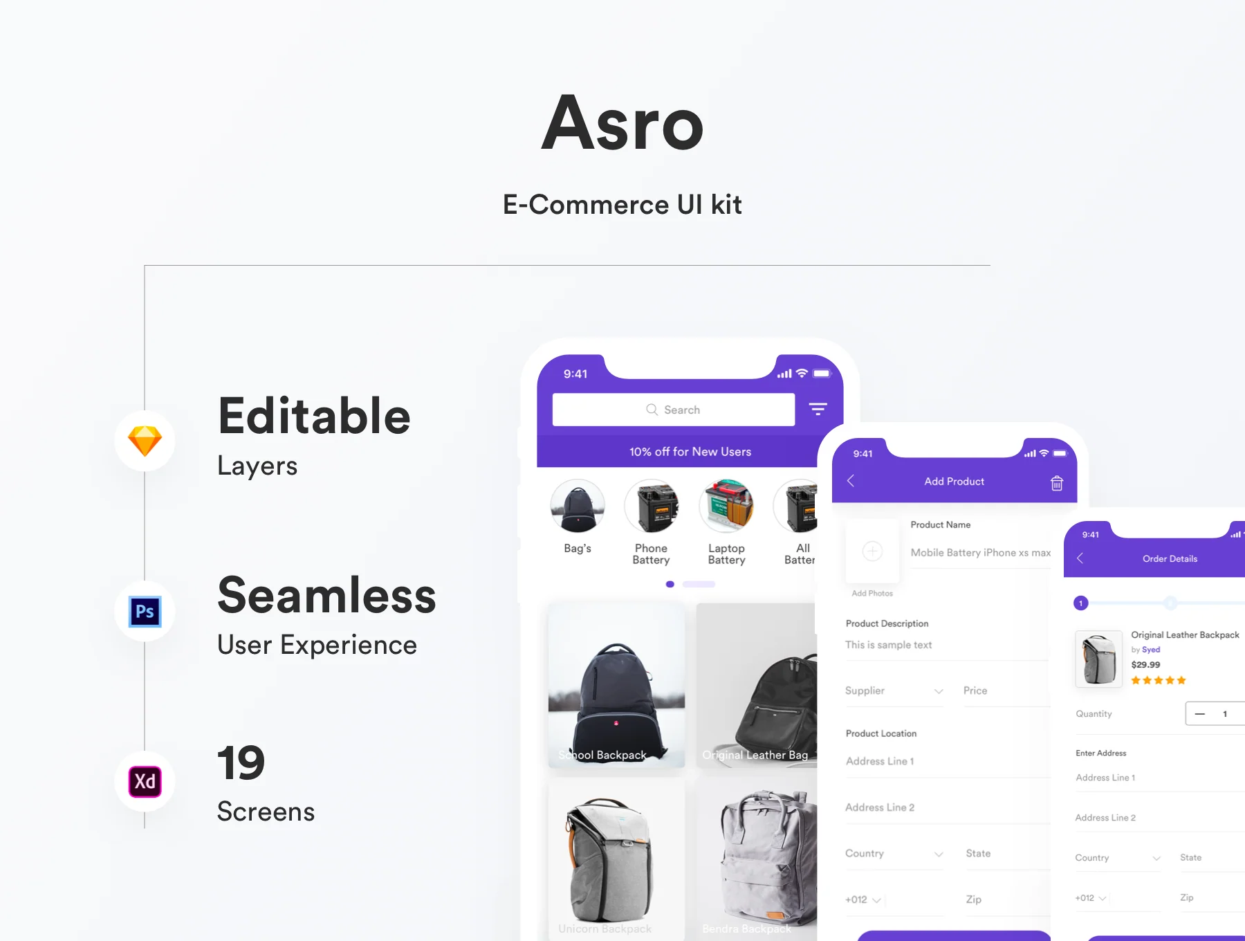 Asro e-commerce UI kit 3