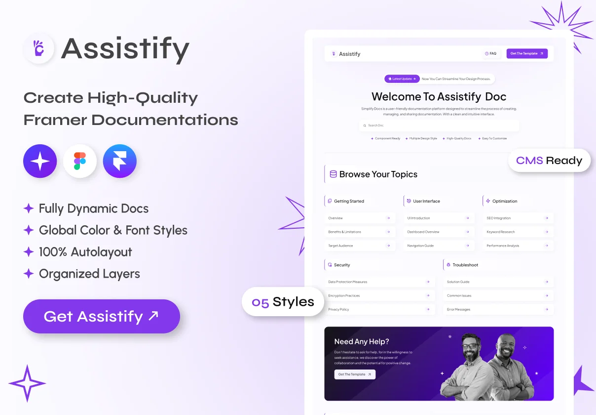 Assistify - The Ultimate Framer Documentation Template