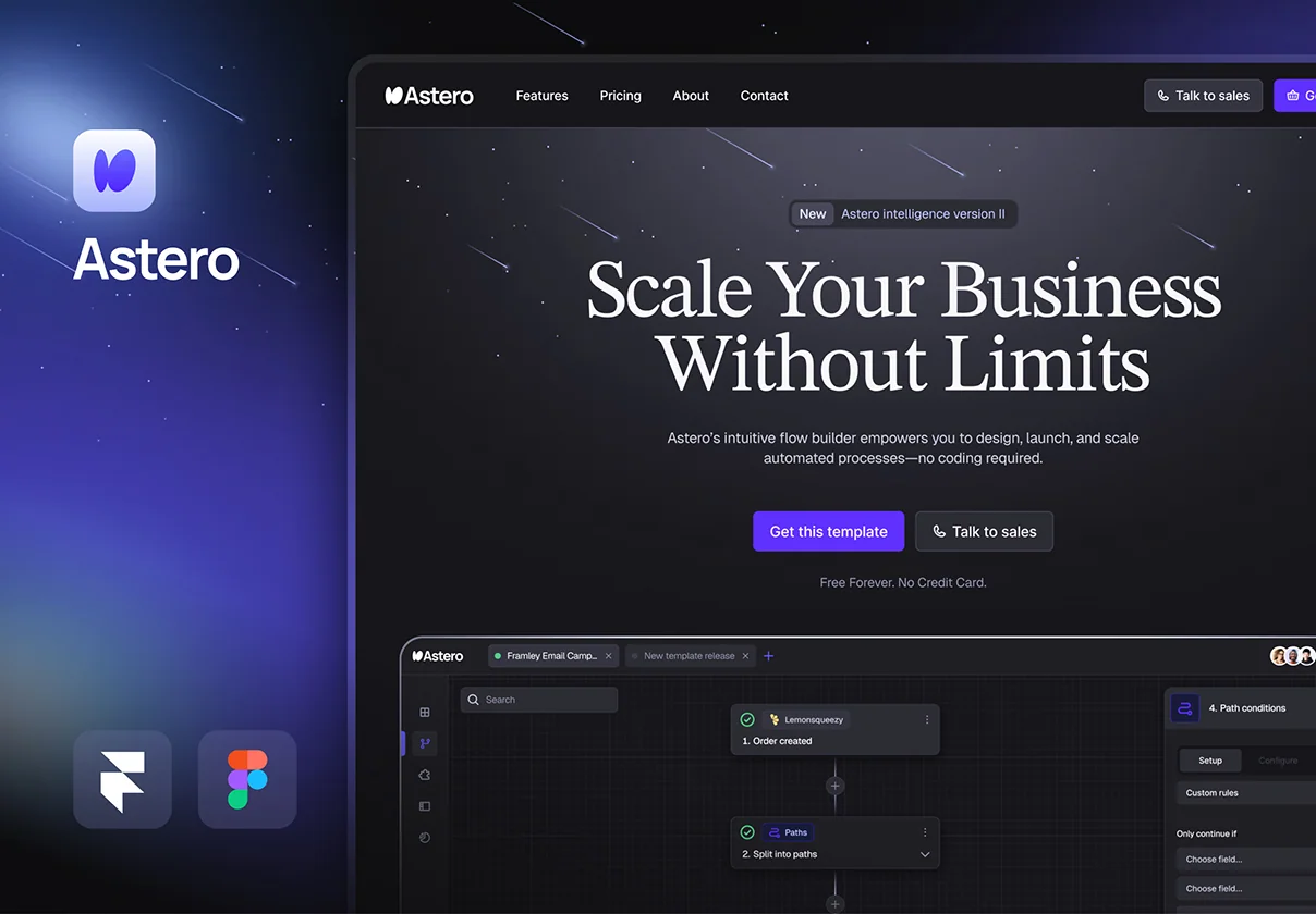 Astero – SaaS Startup Framer Website Template
