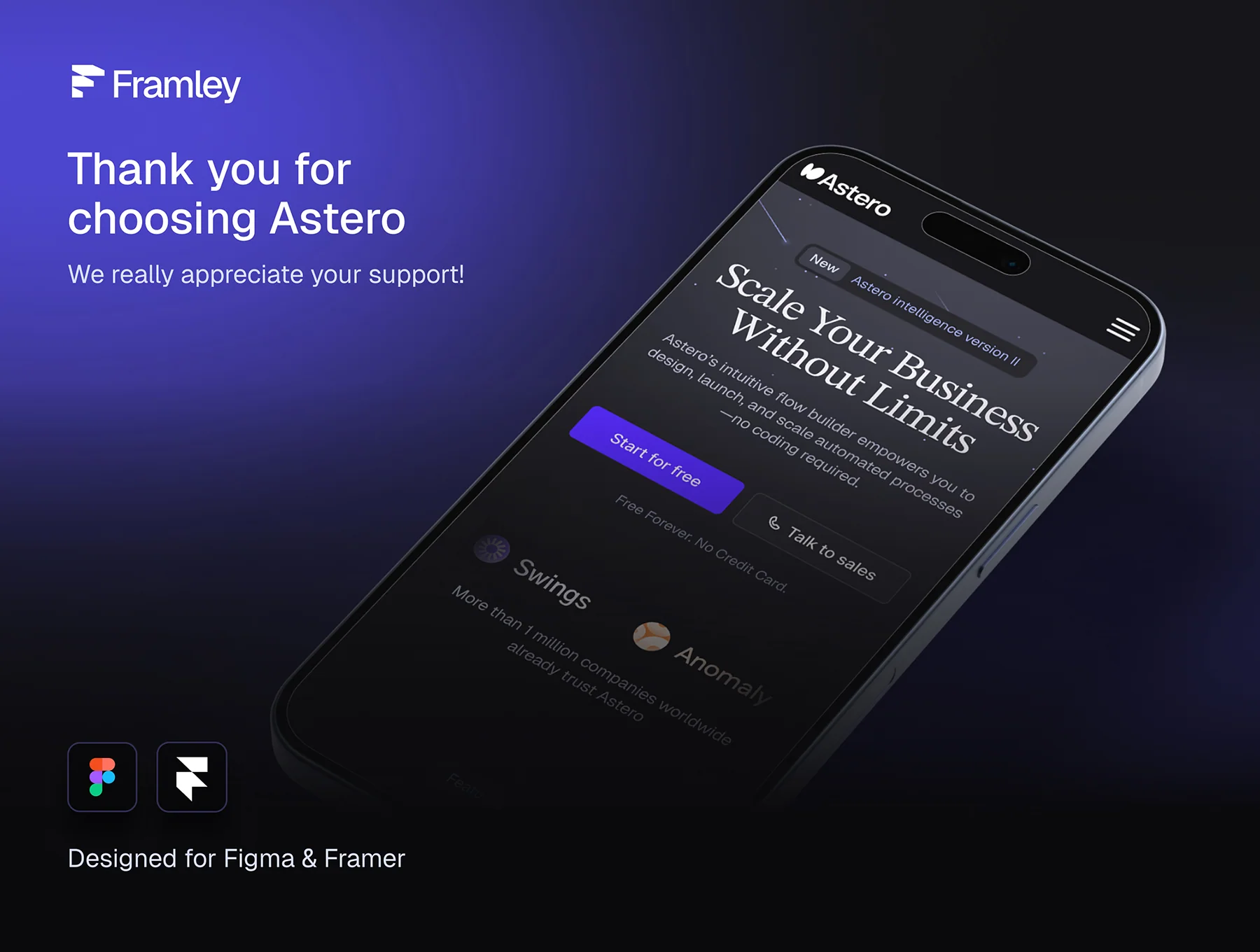 Astero – SaaS Startup Framer Website Template 6
