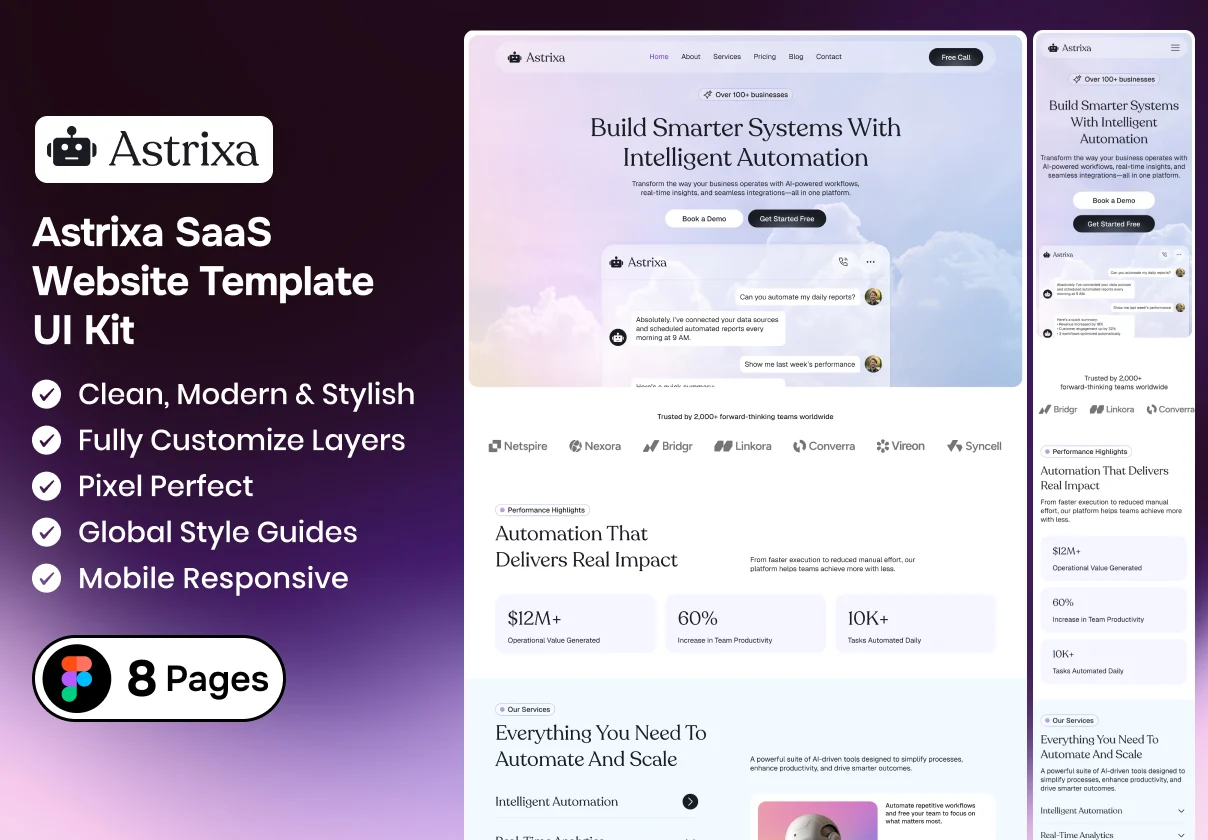Astrixa SaaS Website Template UI Kit