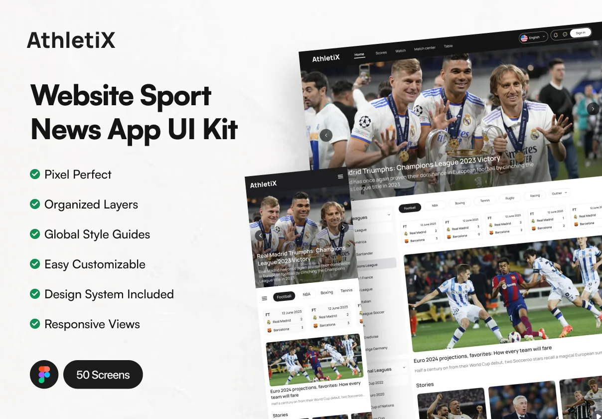 AthletiX - Website Sport News UI Kit