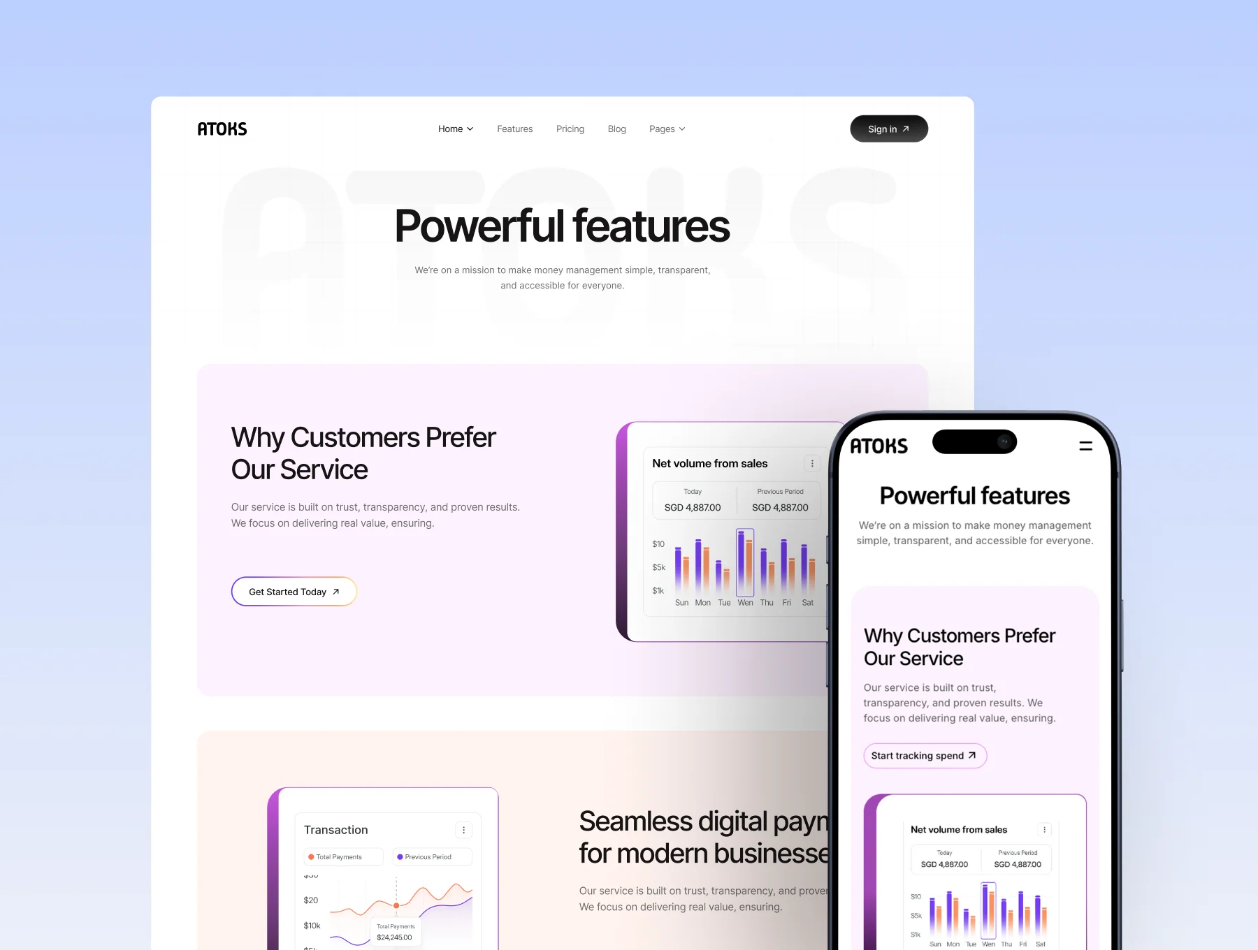 Atoks — Mobile App Landing Page 2