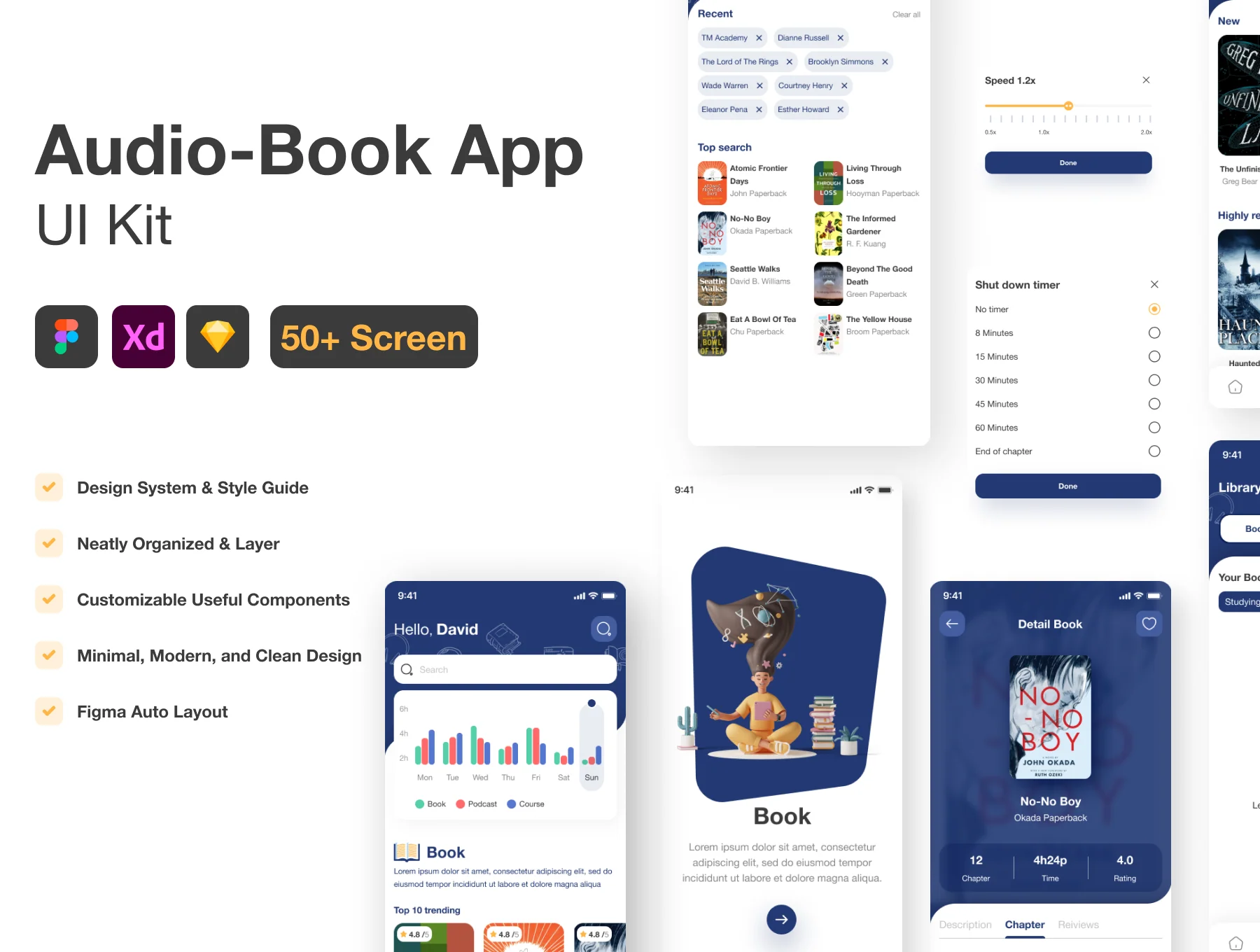 Audio Book & Ebook Mobile App UI Kit