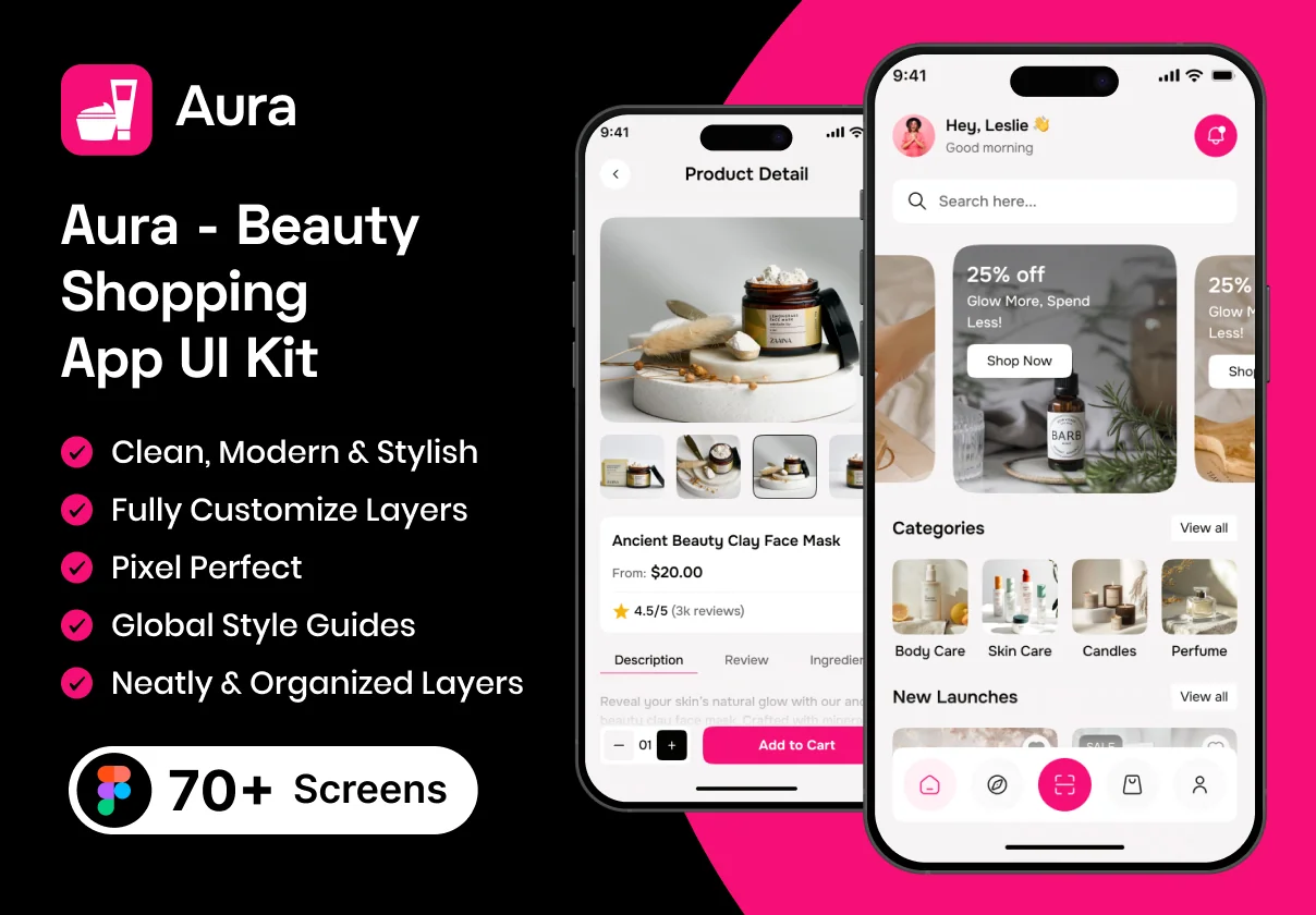 Aura - Beauty Care Ecommerce App UI Kit
