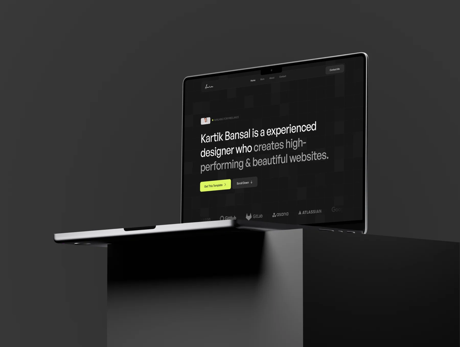 Aura - Dark Personal Portfolio Framer Template 3