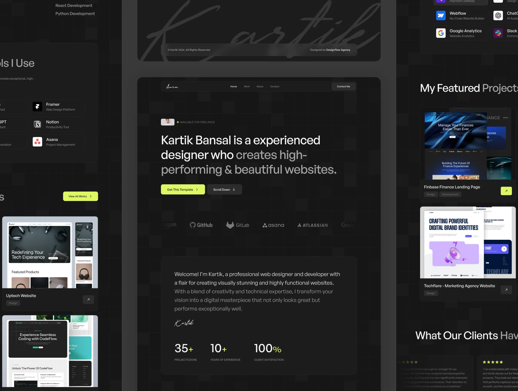 Aura - Dark Personal Portfolio Framer Template 4