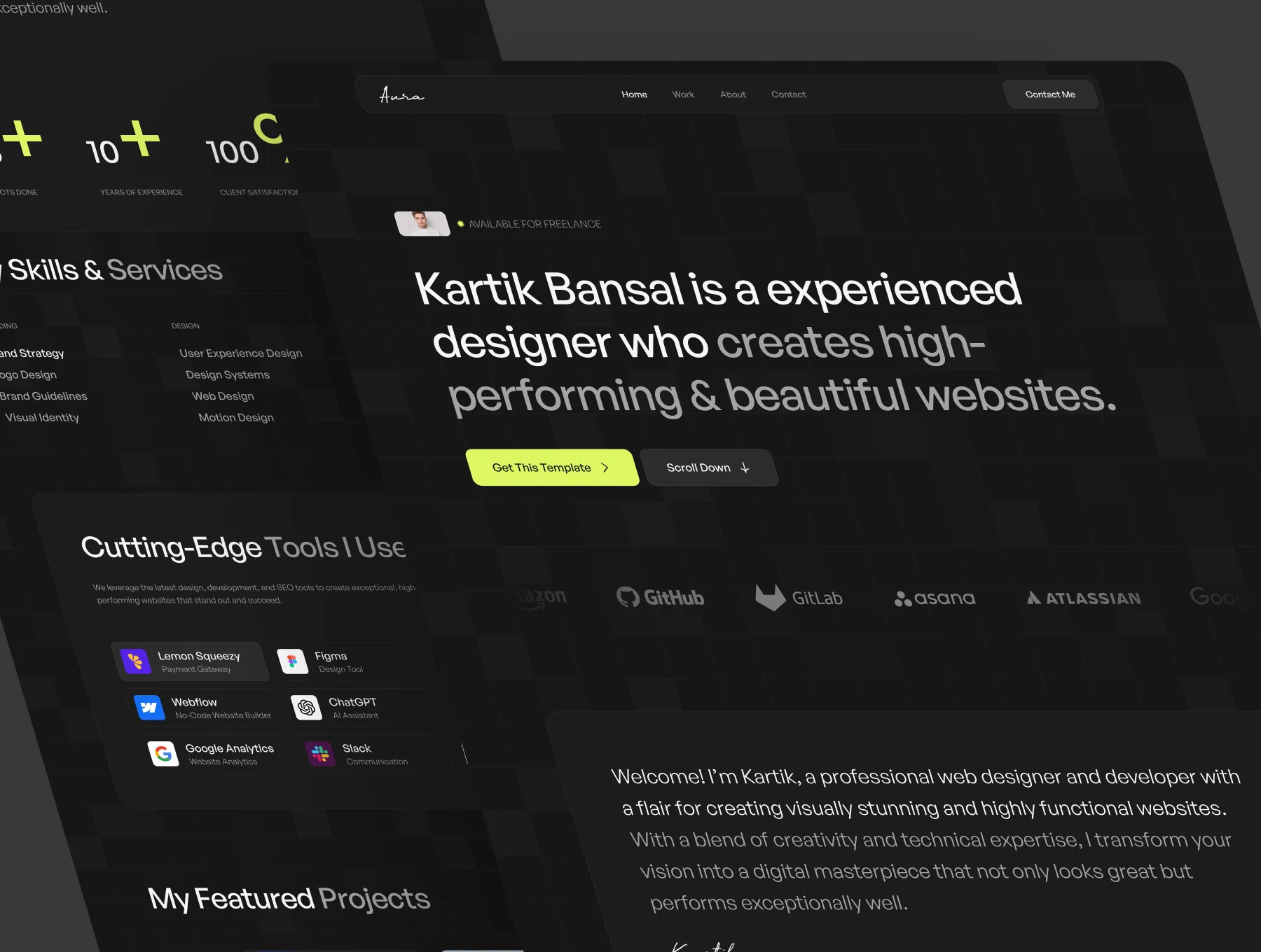 Aura - Dark Personal Portfolio Framer Template 5