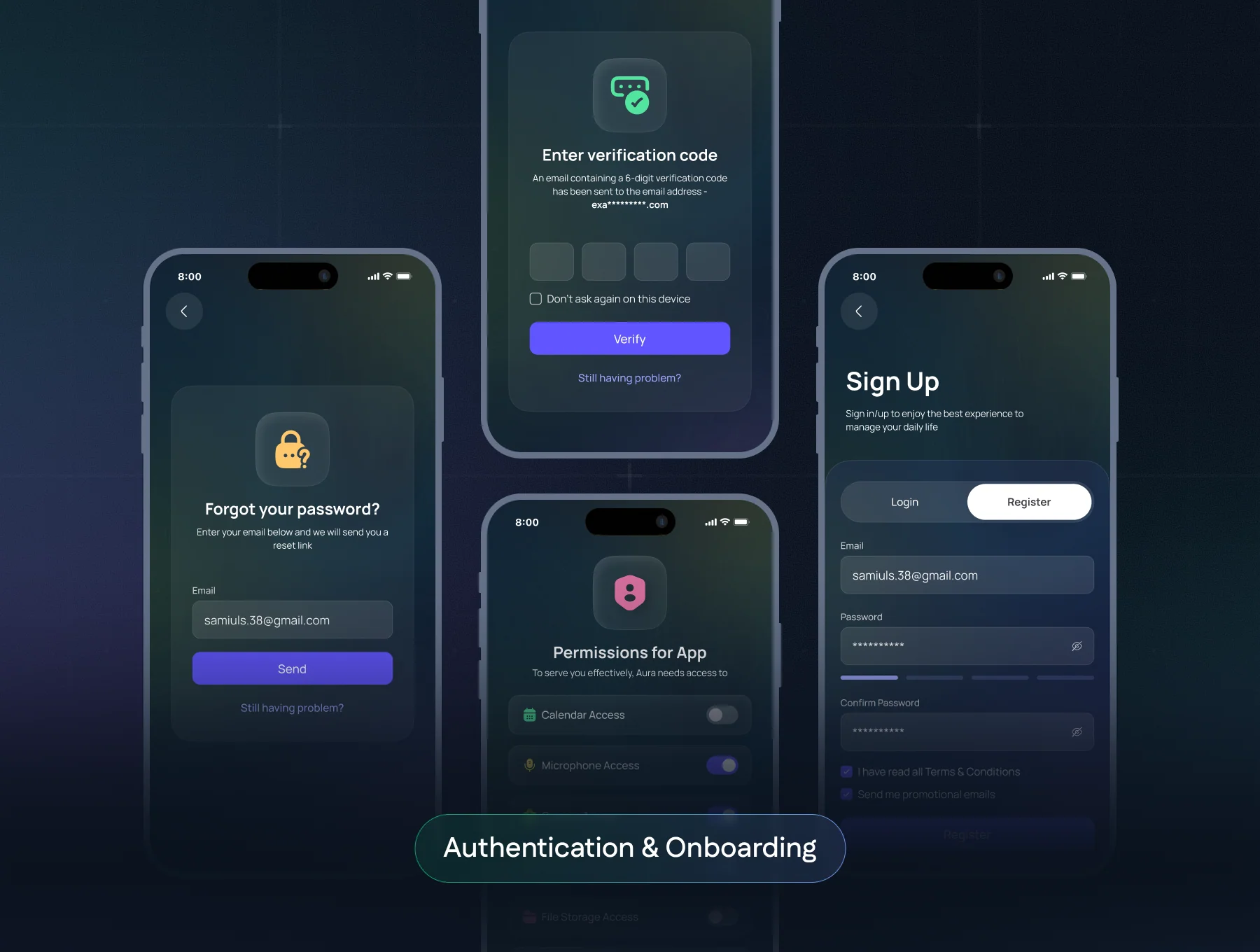Aura – Professional AI Assistant Mobile App UI Kit 3