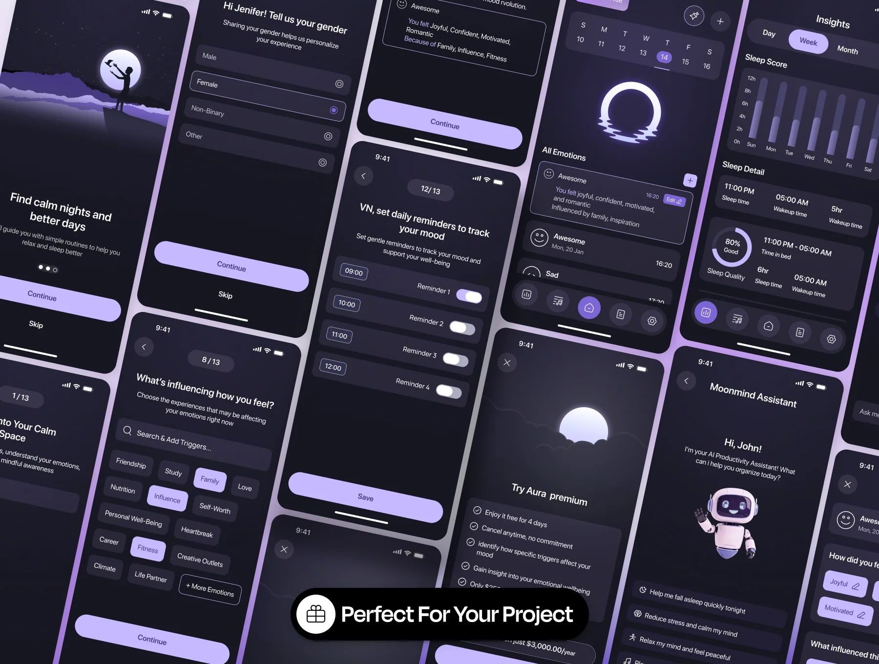 Aura Sleep Sounds & Meditation App UI Kit 3