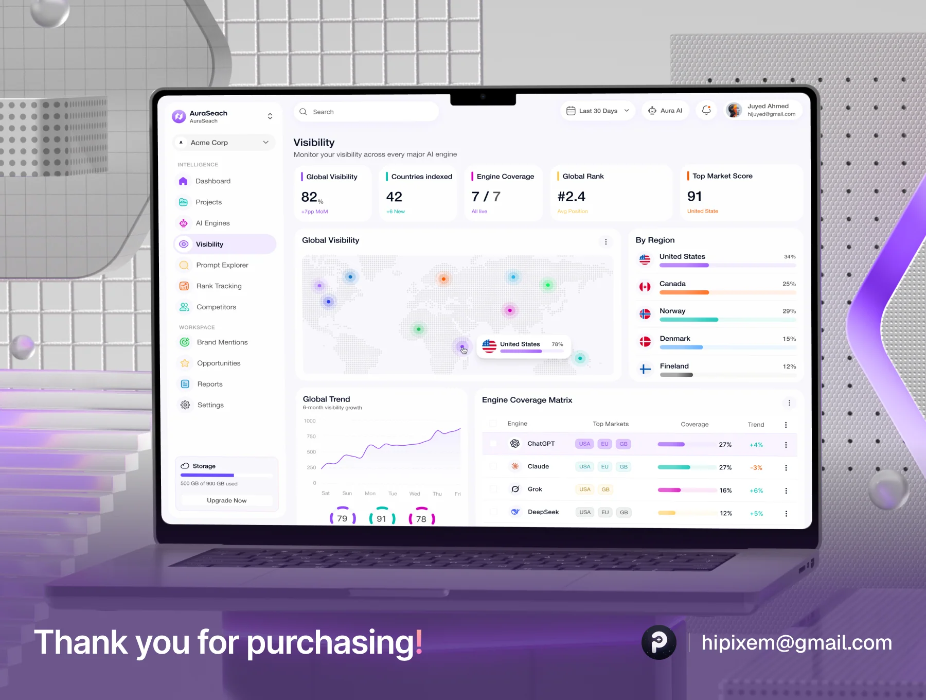 AuraSearch – AI Visibility & Generative Engine Optimization SaaS UI Kit 6