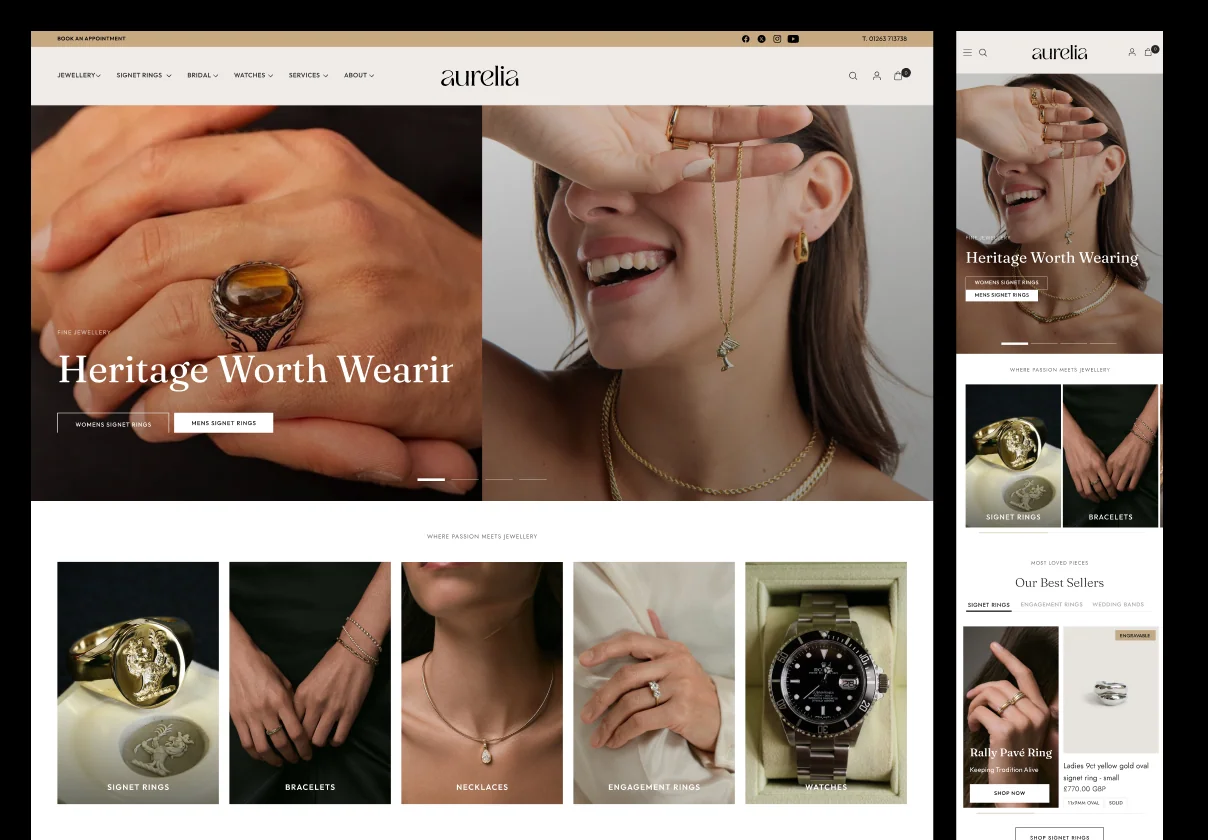 Aurelia — Luxury Jewelry E-Commerce Website UI Kit