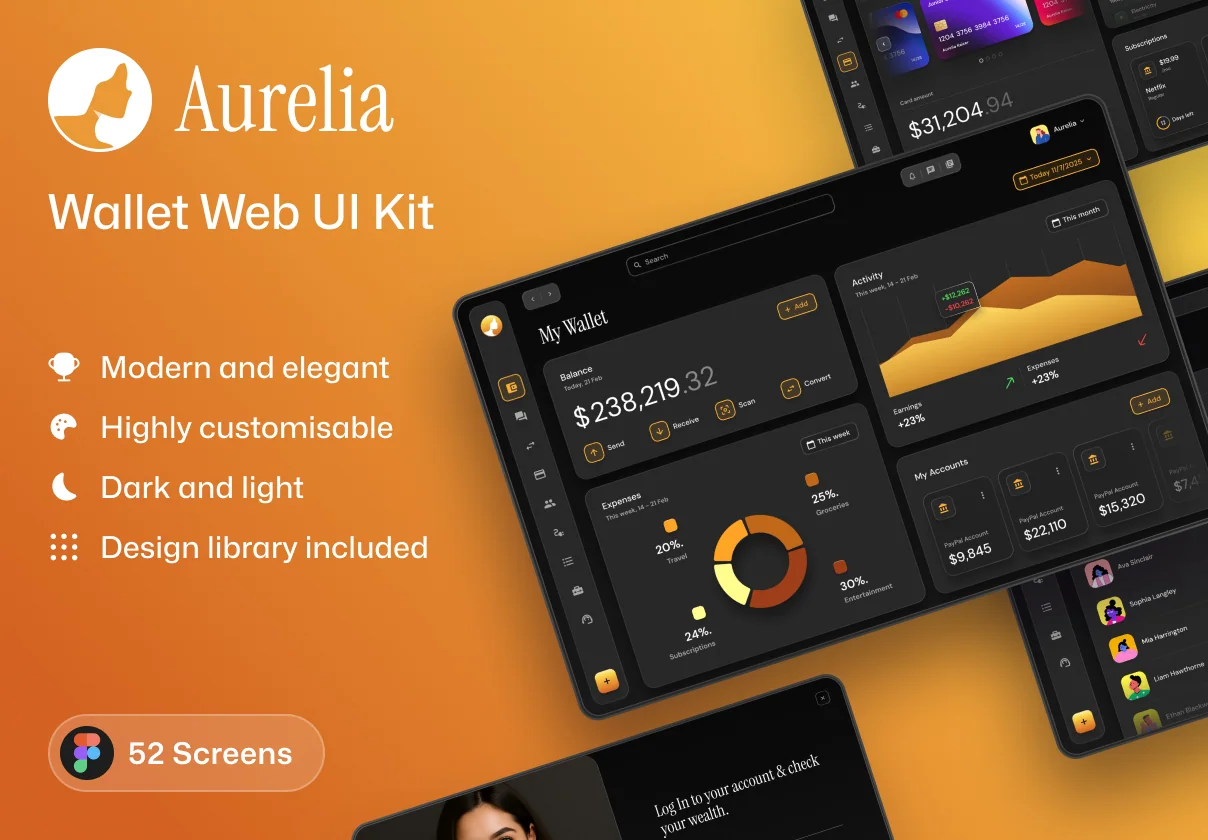 Aurelia - Wallet & Crypto Web UI Kit