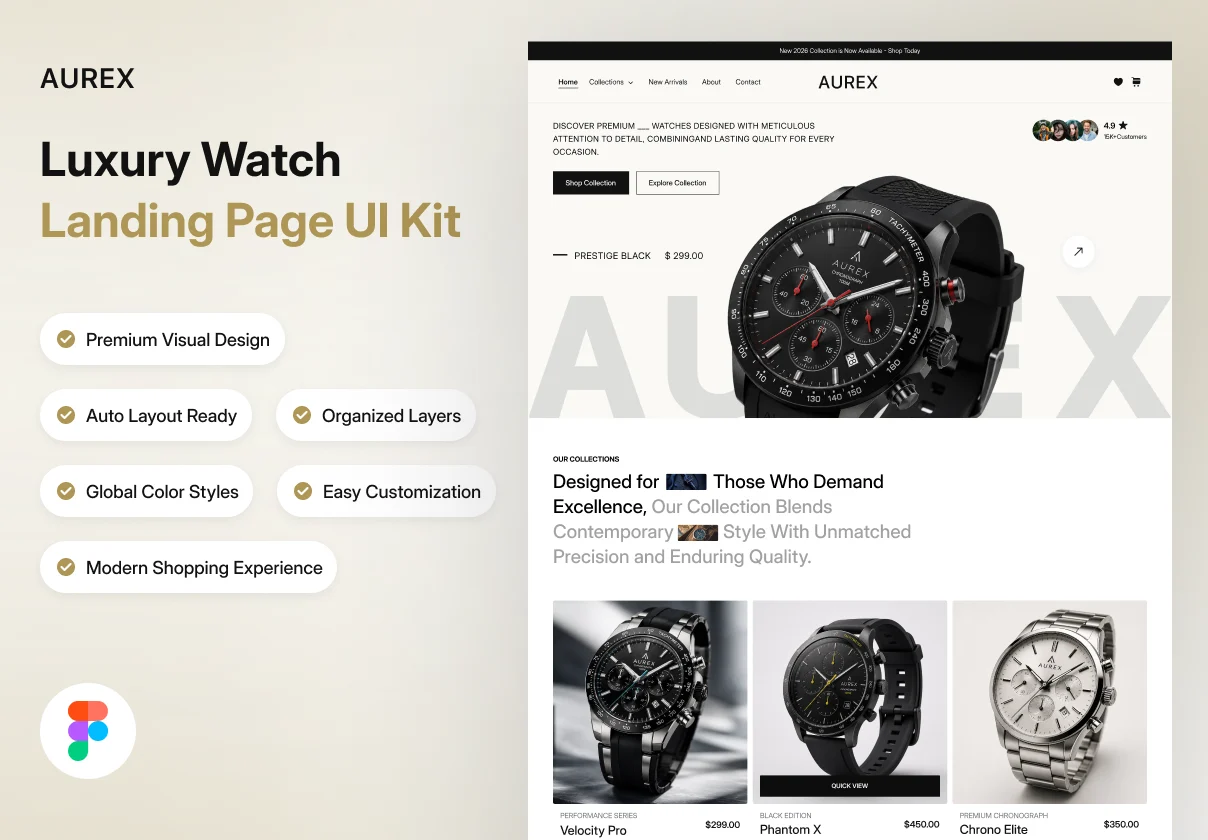 AUREX - Luxury Watch Website UI Kit