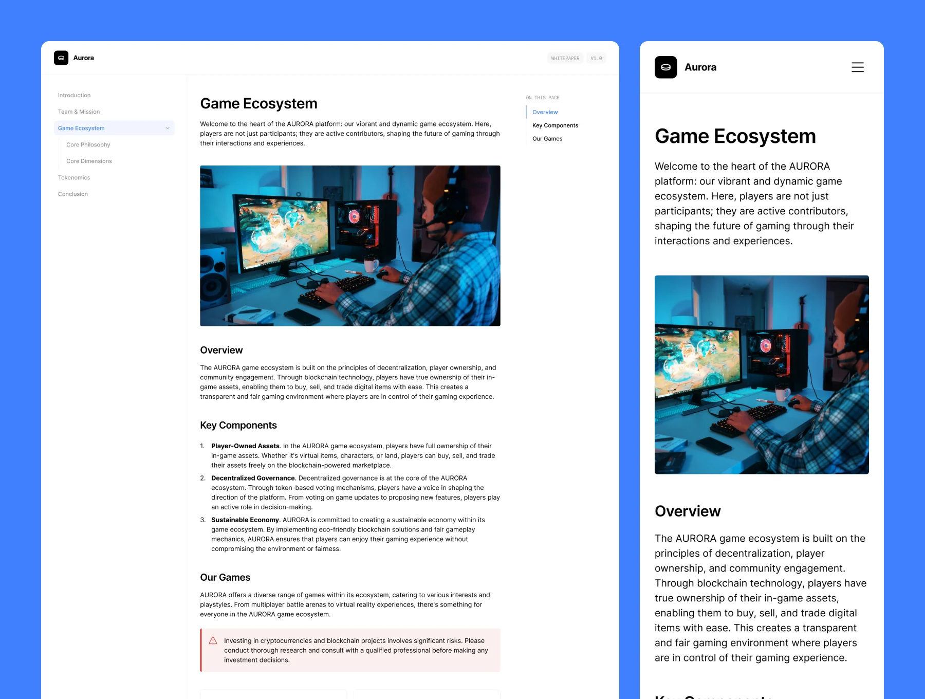 Aurora Docs — Whitepaper Website Template 4