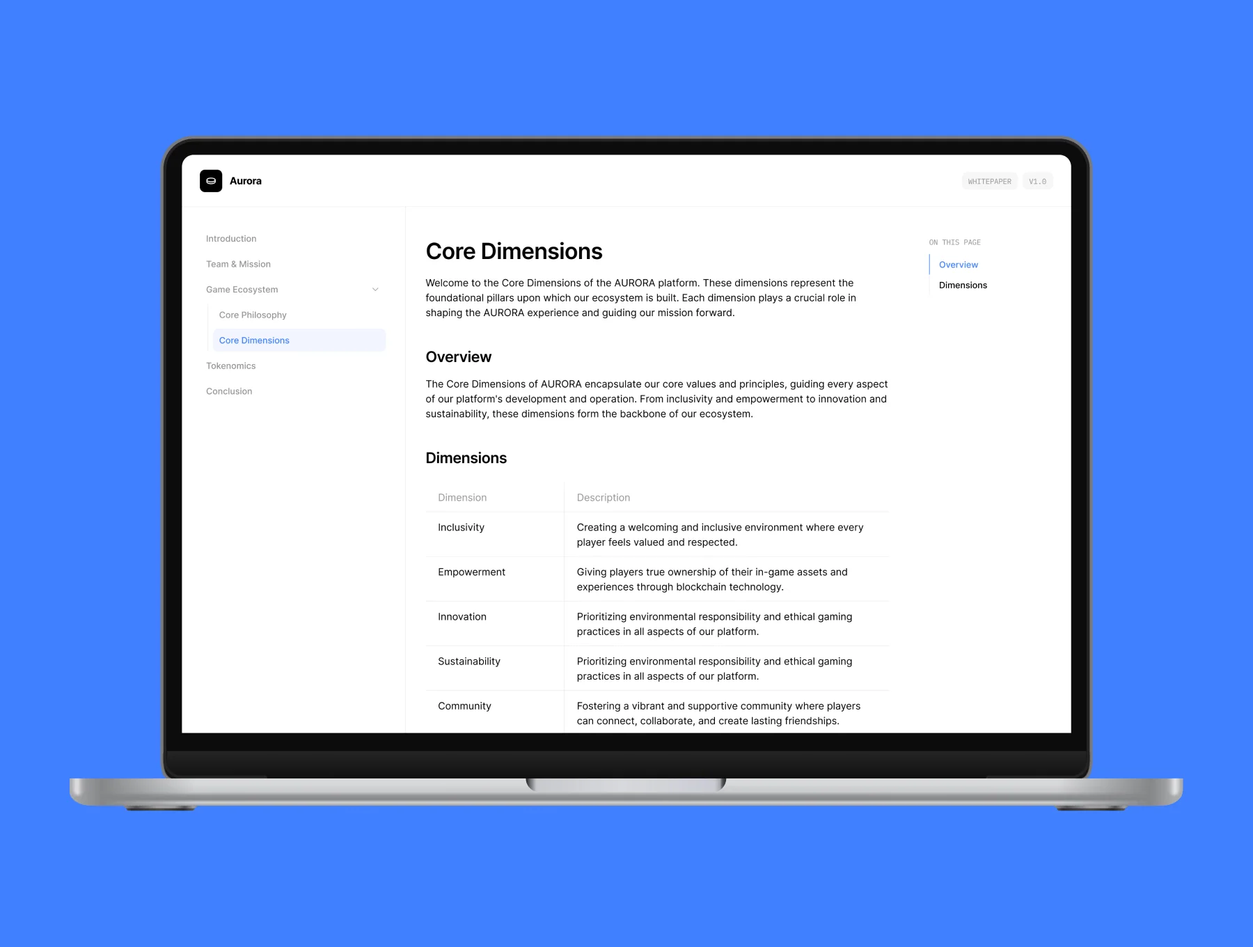 Aurora Docs — Whitepaper Website Template 6
