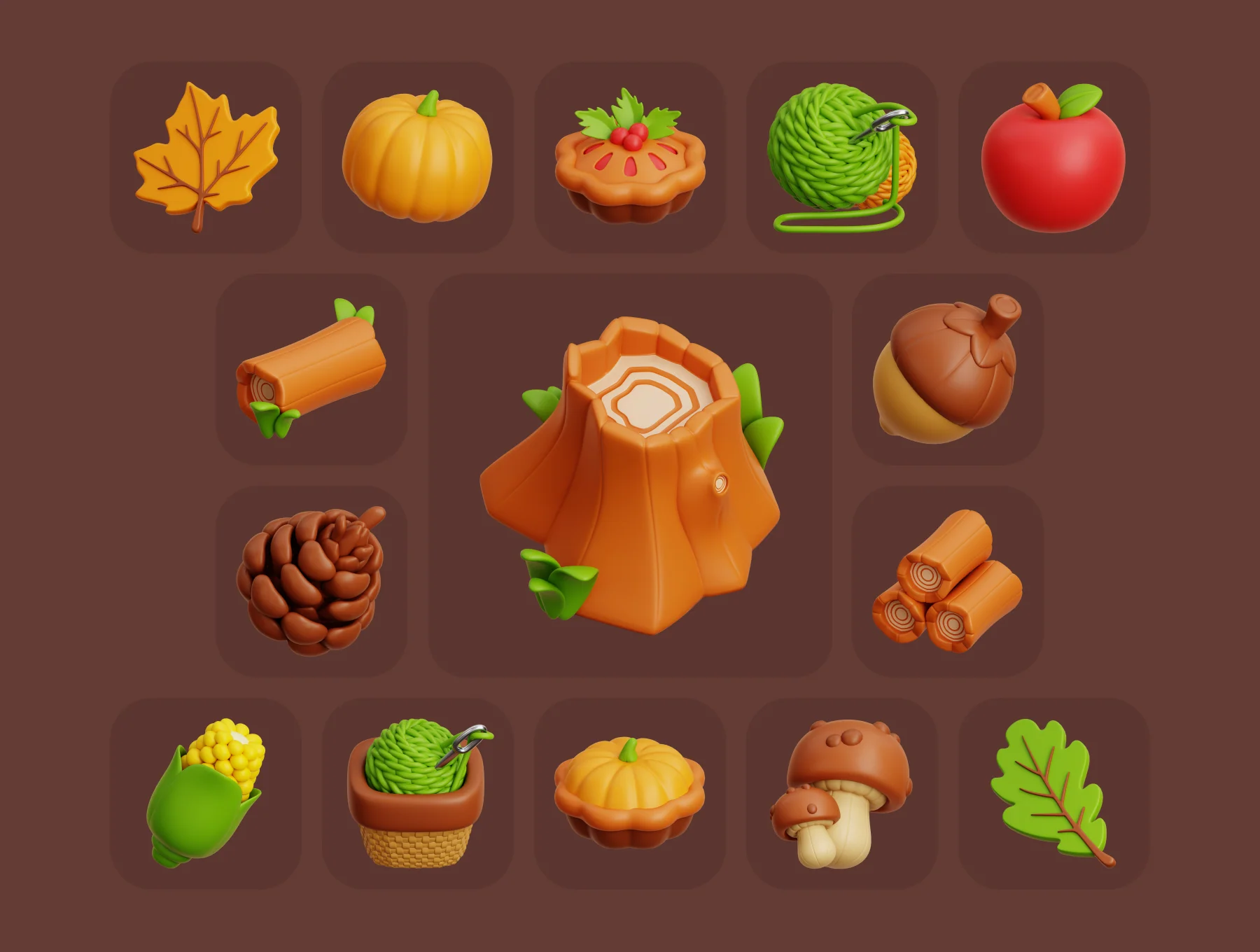 Autumn 3D Illustration Pack 6