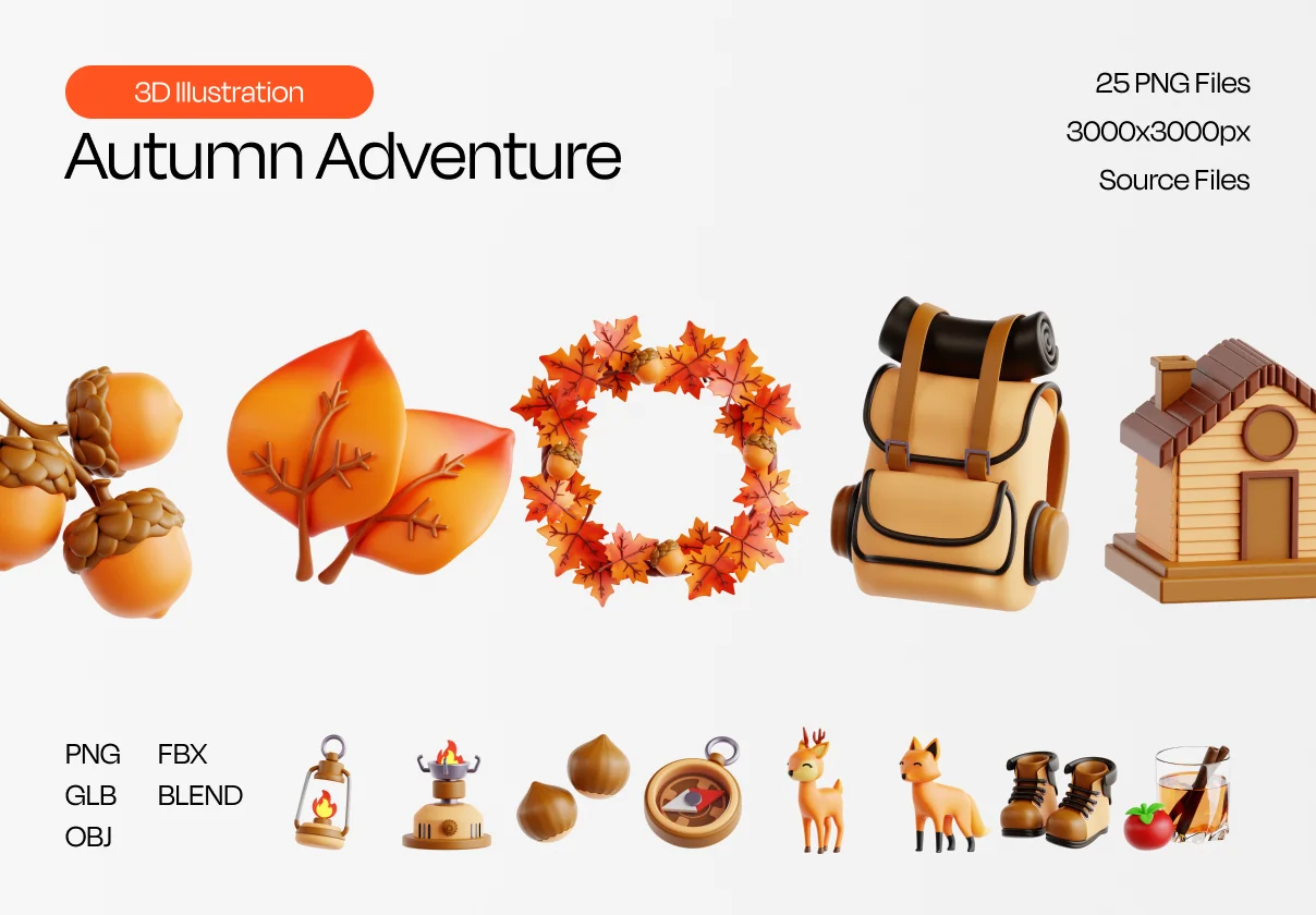 Autumn Adventure 3D Icon Set
