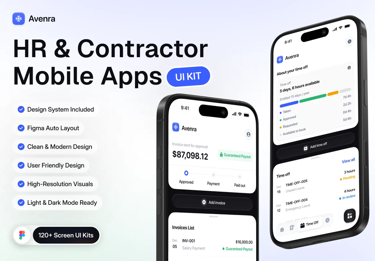 Avenra — HR & Contractor Mobile Apps UI Kit