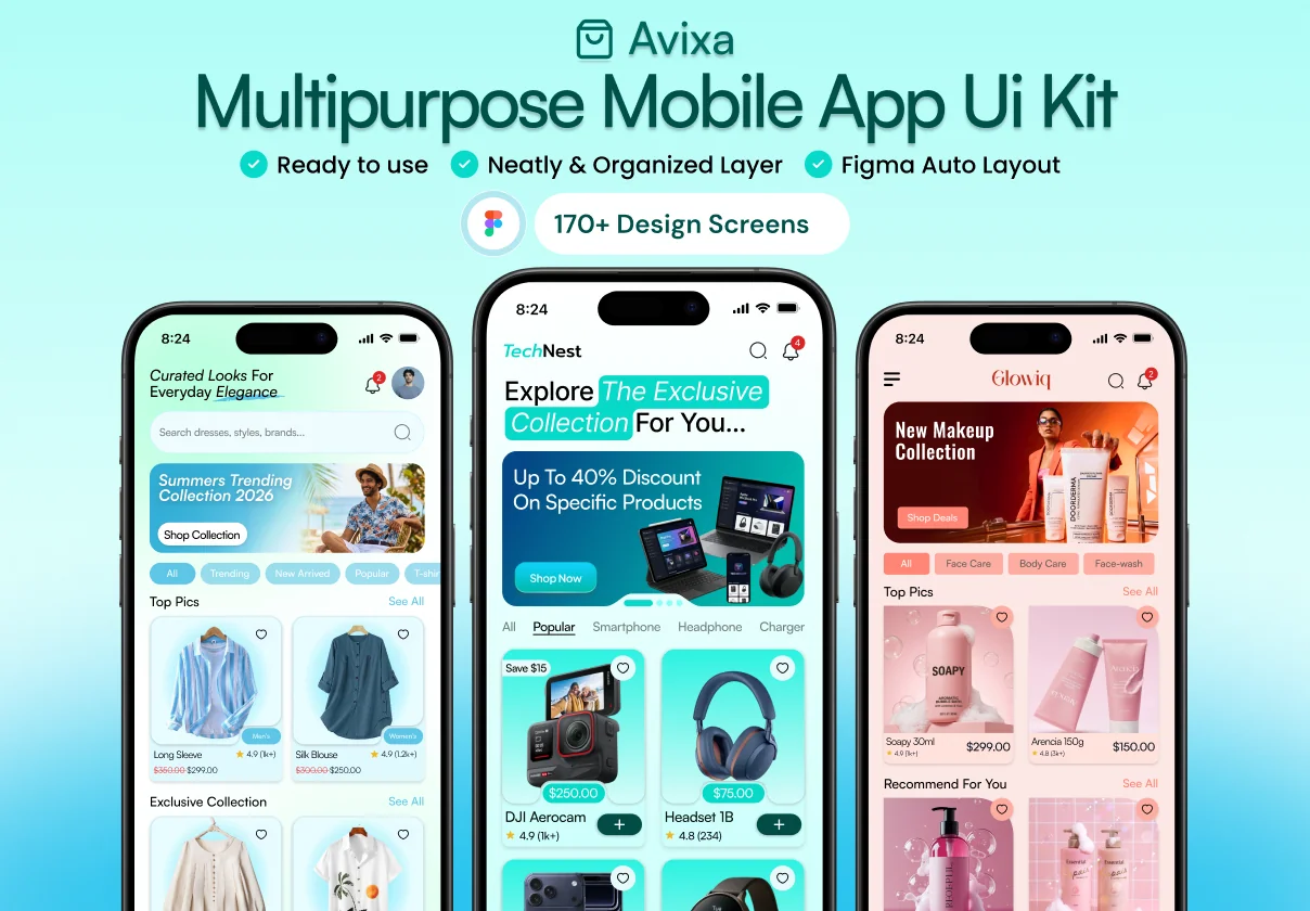 Avixa-Multipurpose Mobile App Figma Ui Kit