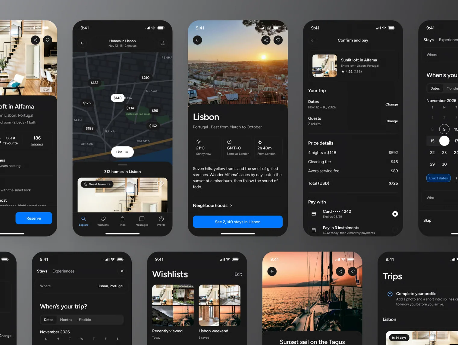 Avora – Travel & Stay Mobile App UI Kit (Dark & Light) 6
