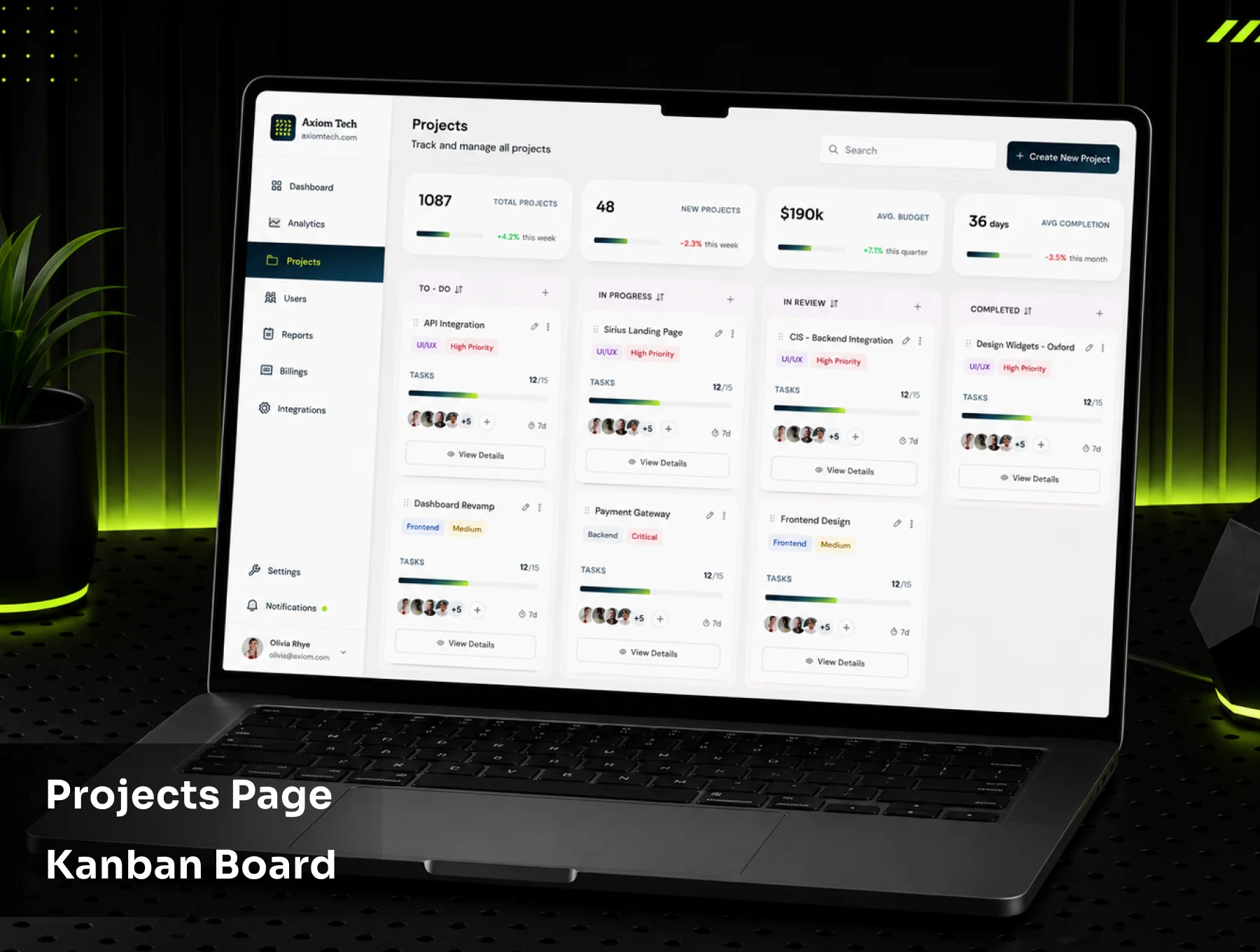 AxiomDash - Bento Style Dashboard UI Kit 2