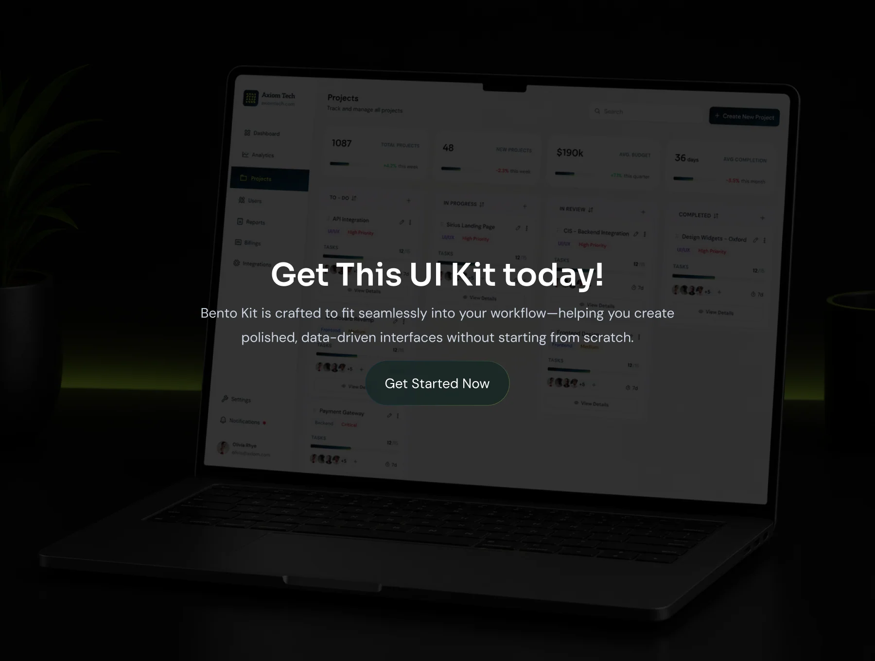 AxiomDash - Bento Style Dashboard UI Kit 6
