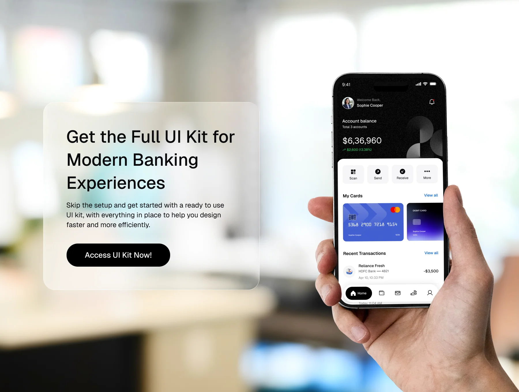 Axion - monochrome banking App UI Kit 3