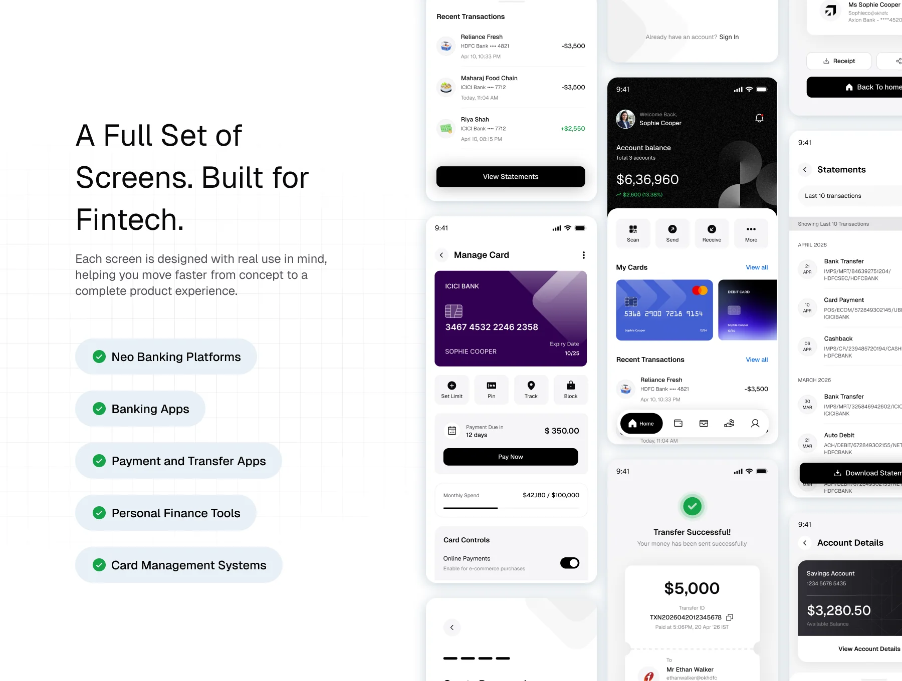 Axion - monochrome banking App UI Kit 7