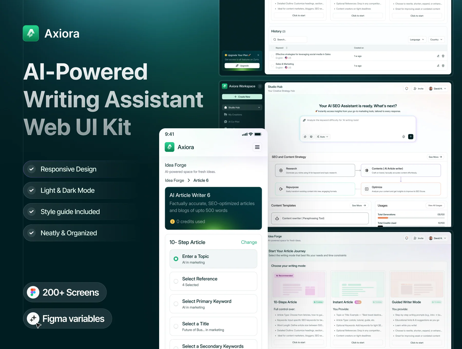 Axiora – AI Writing Assistant Web UI Kit