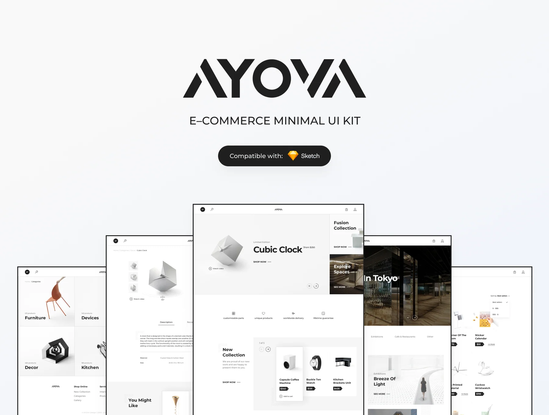 AYOVA – eCommerce UX/UI Kit Sketch Template