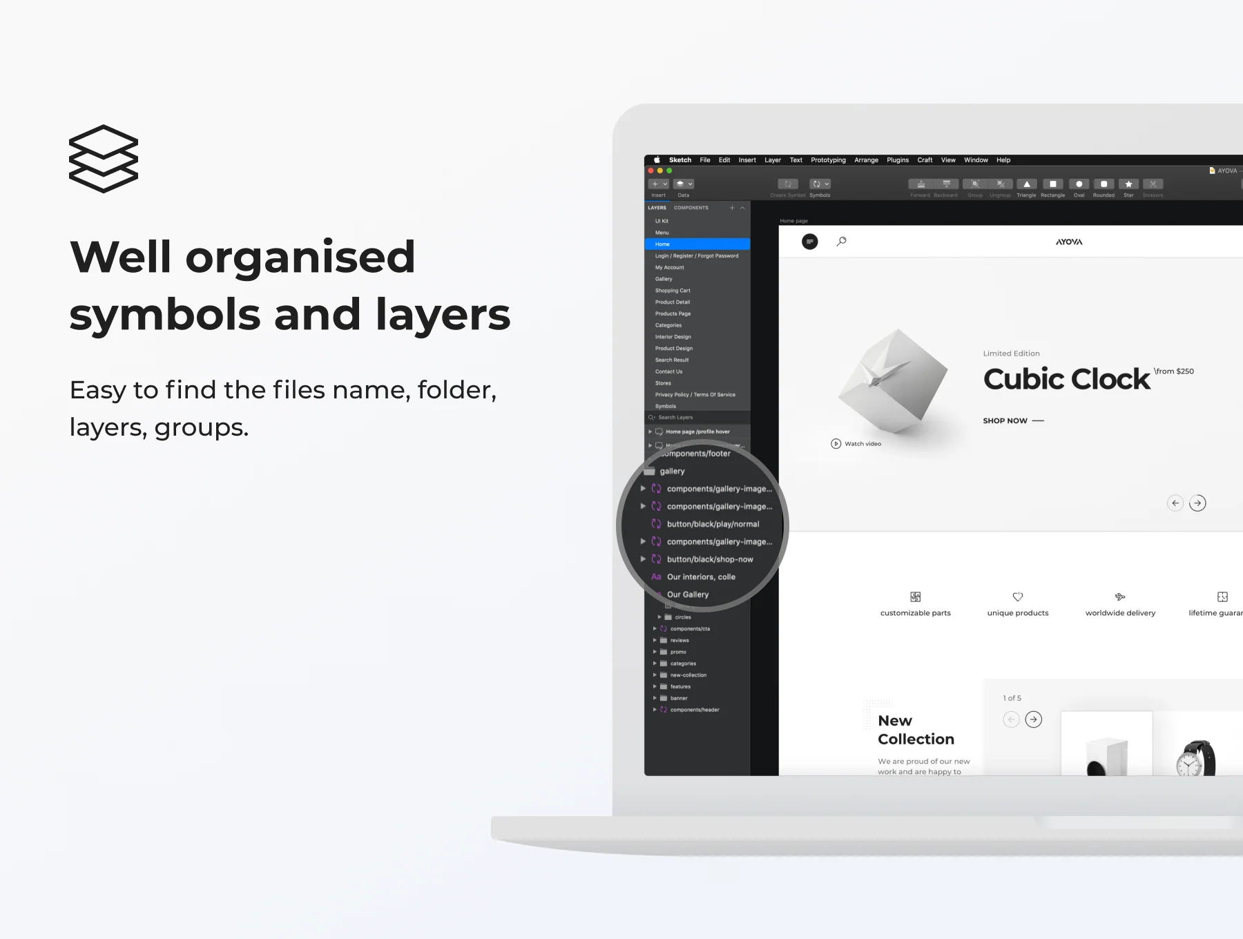 AYOVA – eCommerce UX/UI Kit Sketch Template 3