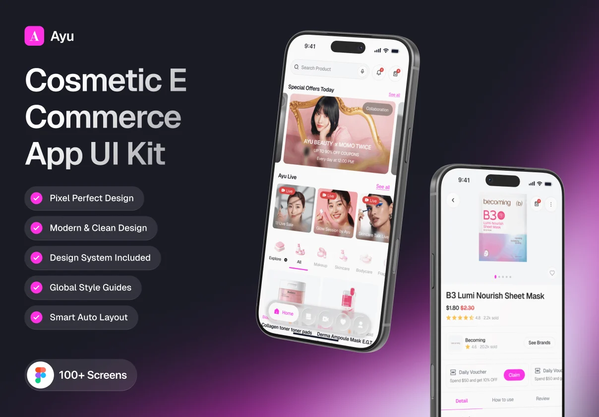 Ayu - Cosmetic E-Commerce App UI Kit