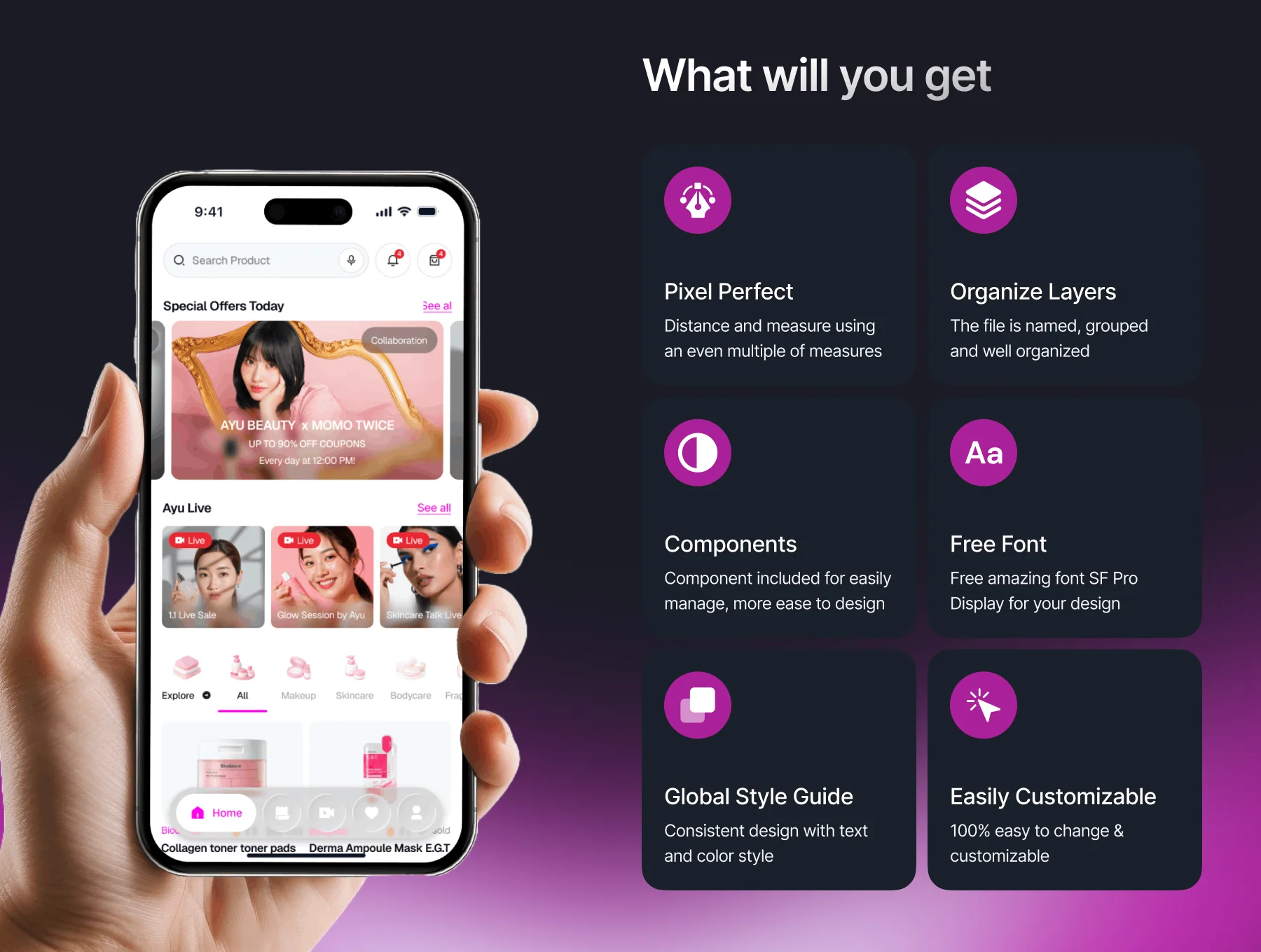 Ayu - Cosmetic E-Commerce App UI Kit 2