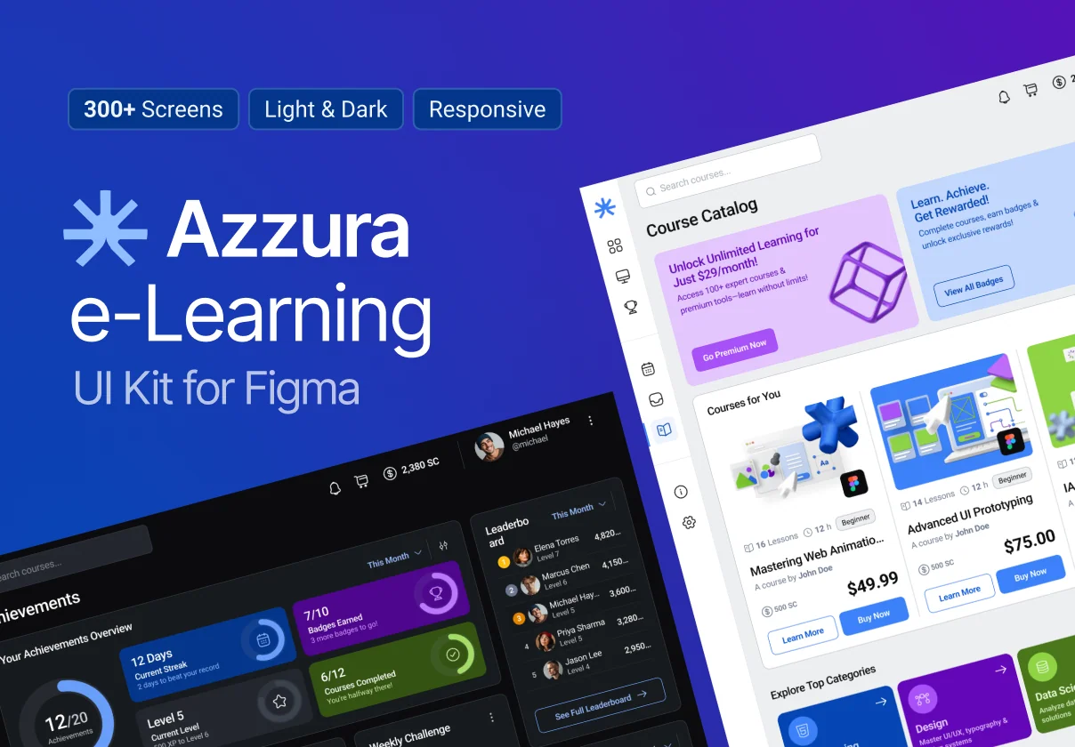Azzura — E-Learning UI Kit for Fig
