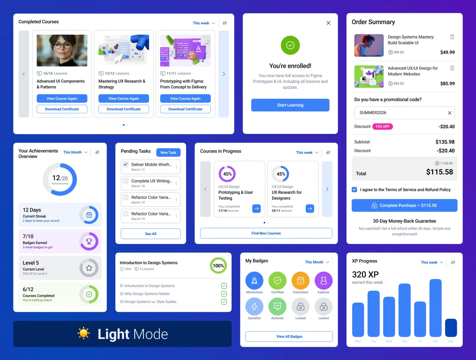 Azzura — E-Learning UI Kit for Fig 3